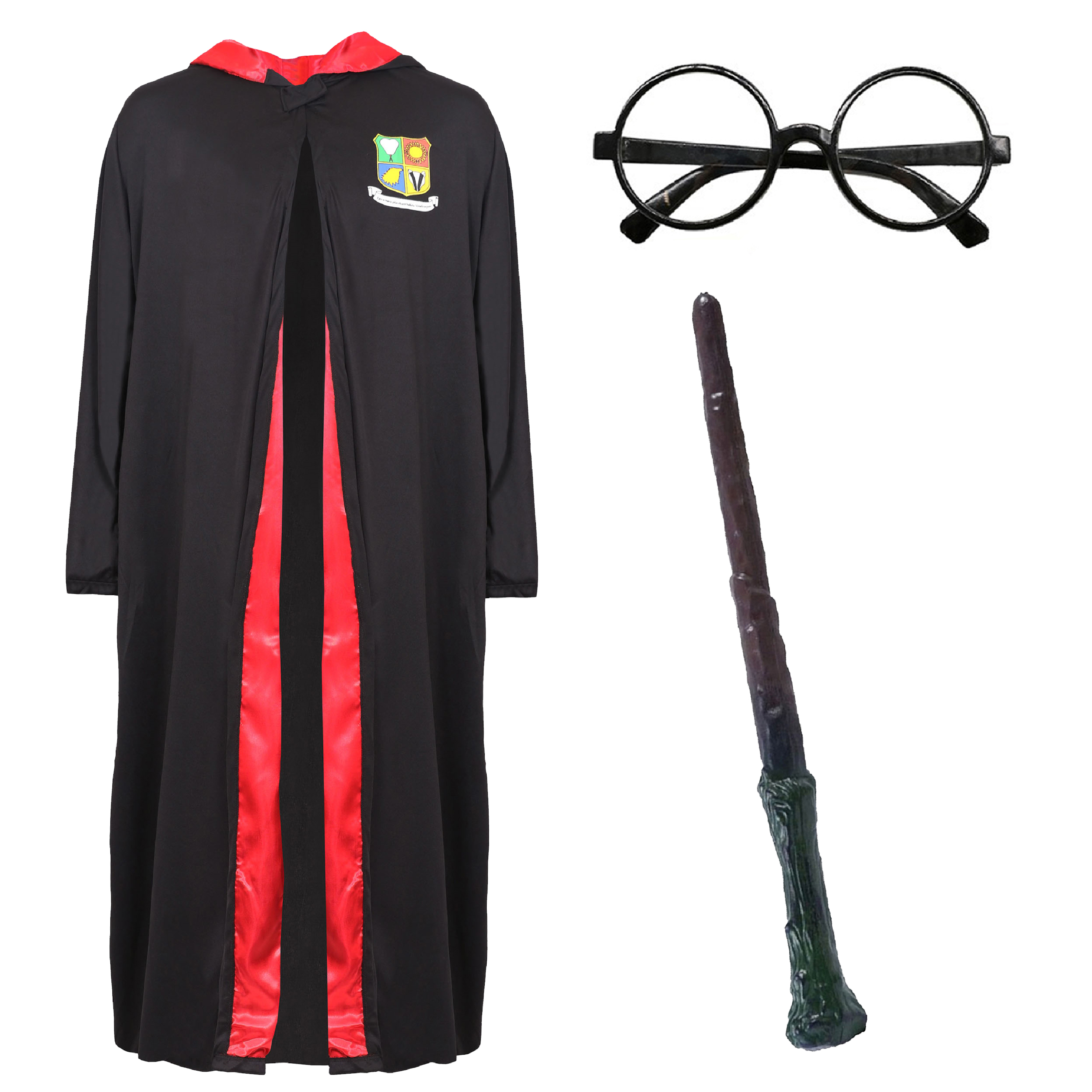 Childs School Wizard Costume - Wand & Glasses