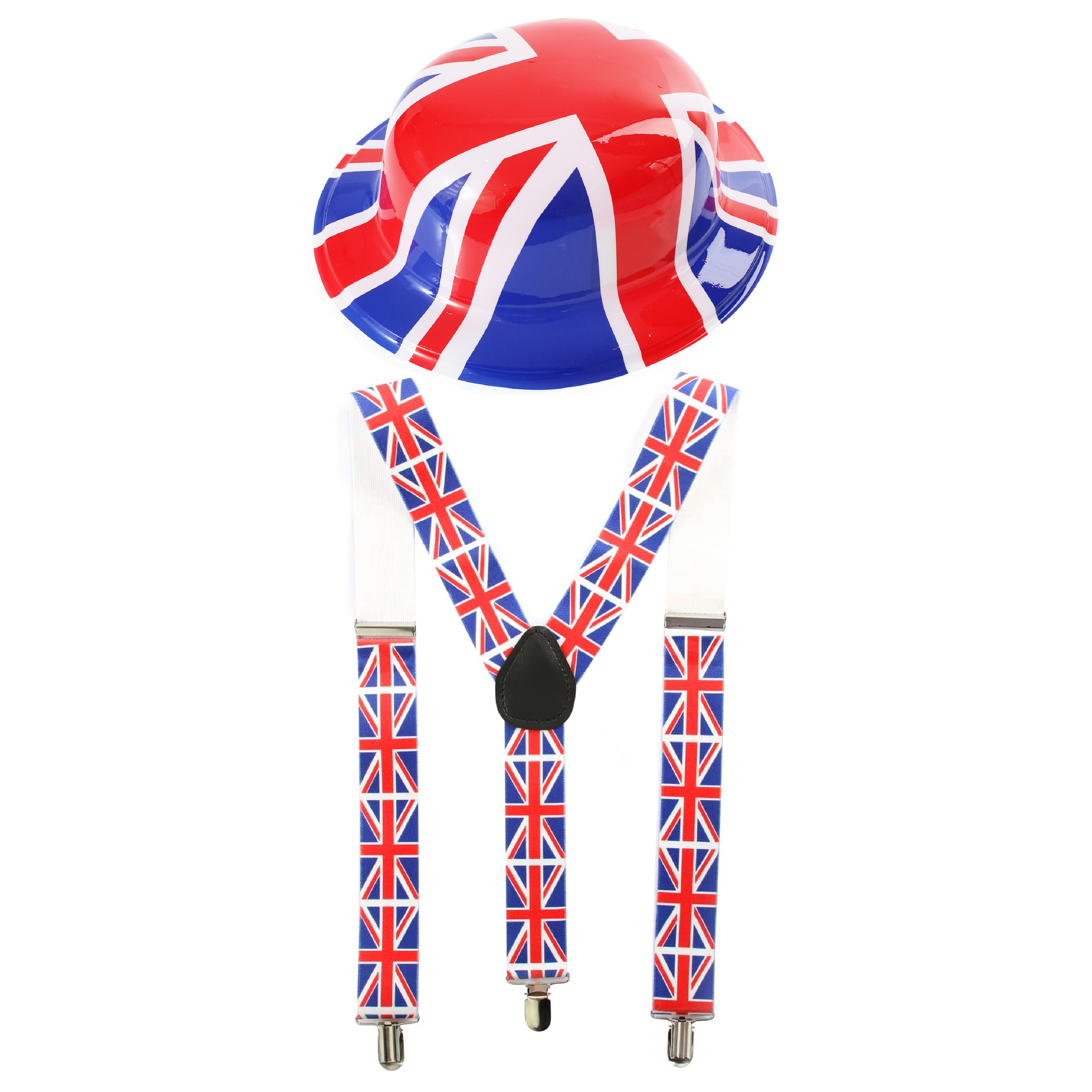 Union Jack Bowler Hat & Suspenders