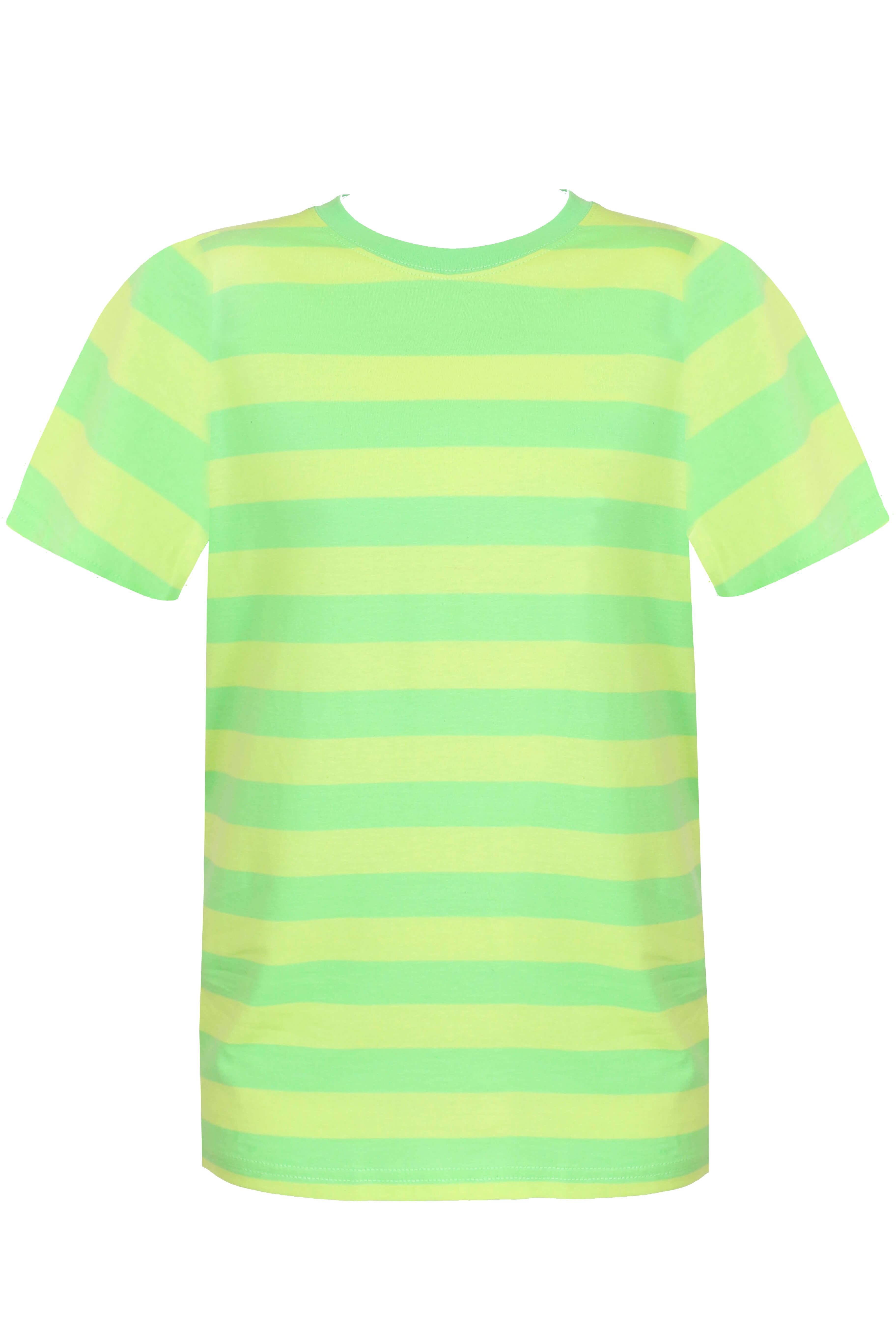 Green and Yellow Striped Retro T-Shirt