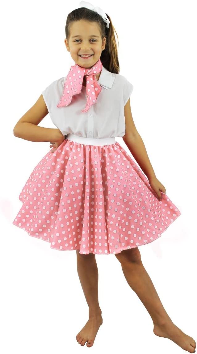 Childs Short Polka Dot Skirt - Pink/White