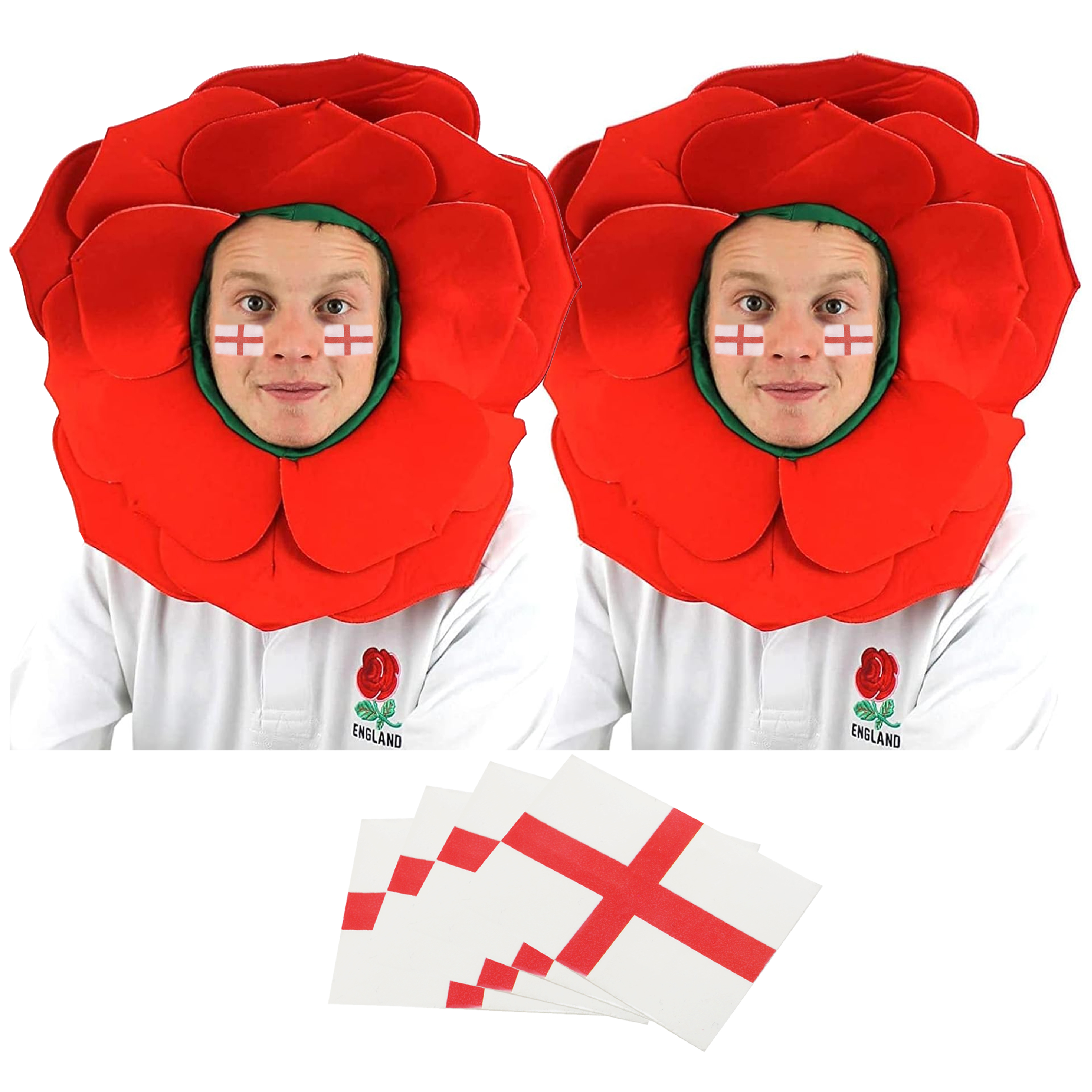 2 X English Rose Hat & 4 X Temporary Tattoos
