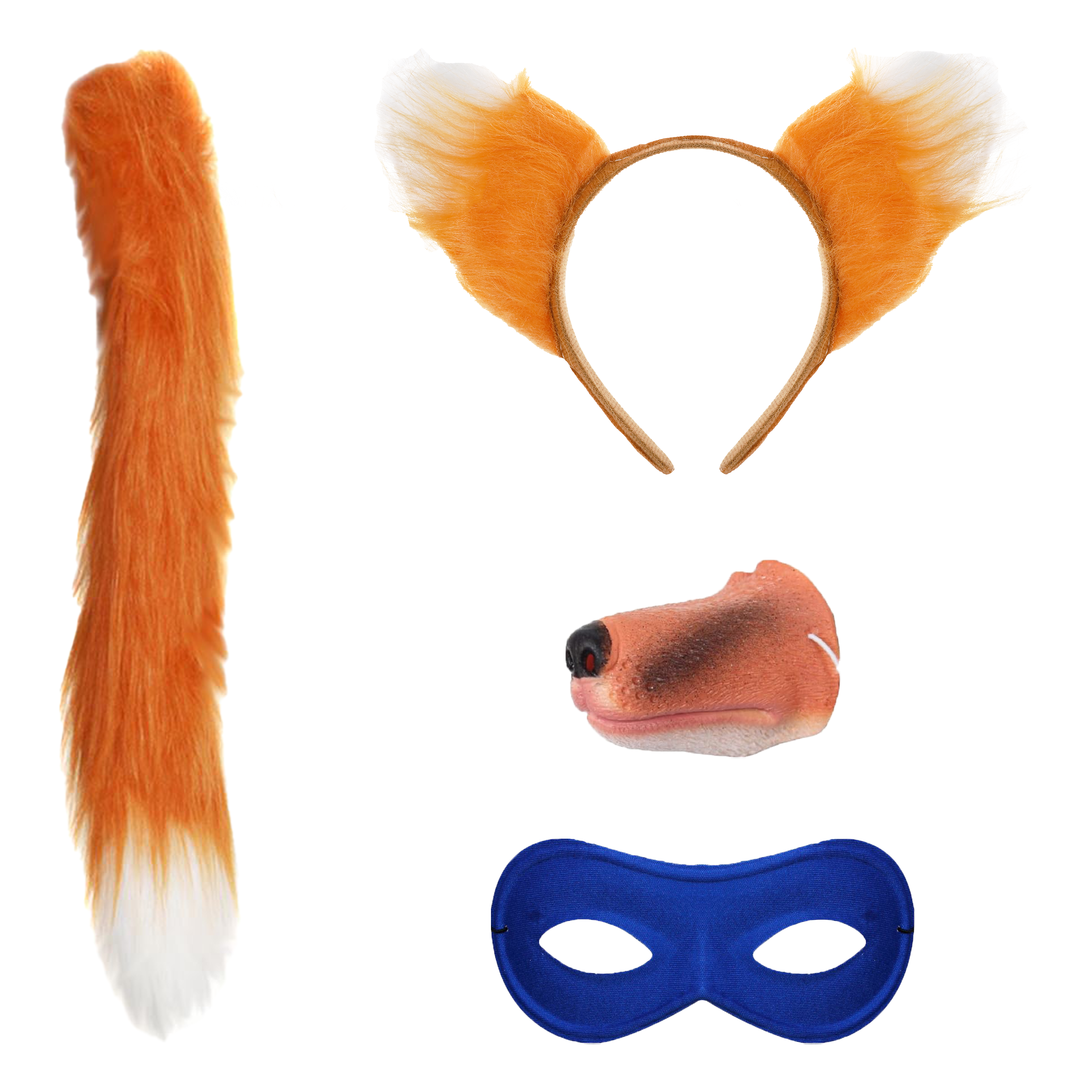 Swiping Fox Costume Set | 4 Pcs | Ears, Nose, Mask & Thin Tail
