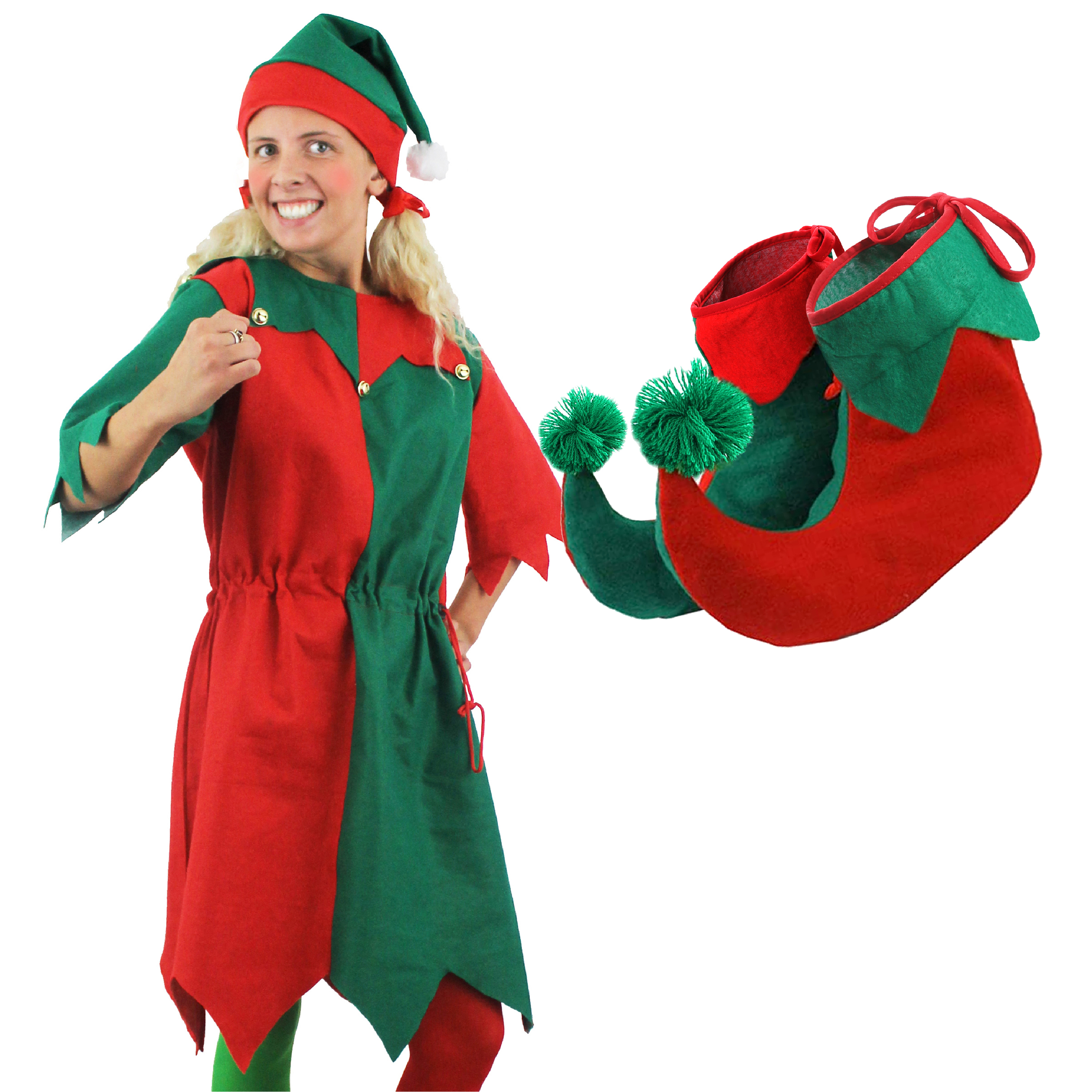 Adults Christmas Elf Tunic Costume with Boots