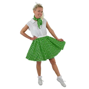 Ladies Short Polka Dot Skirt - Green/white