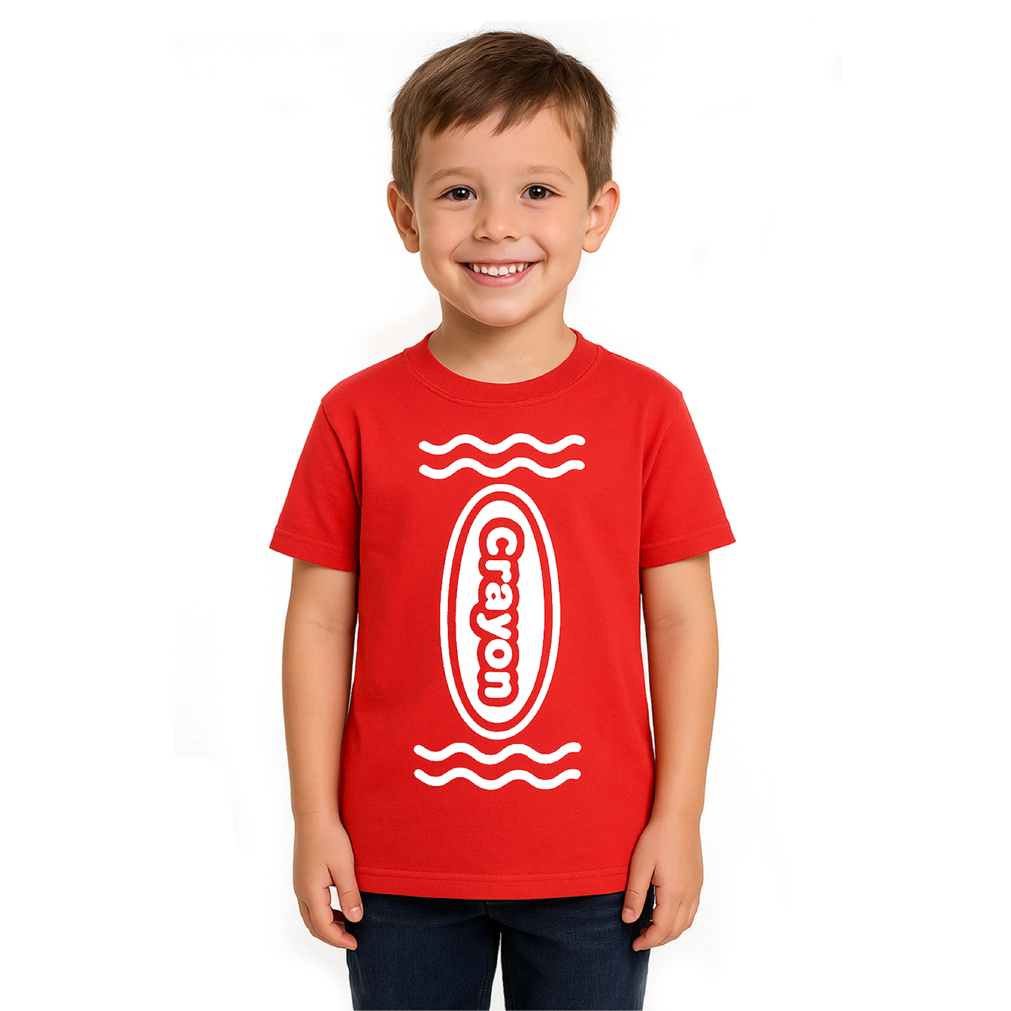 Boy's Red Crayon T-Shirt – Fun Kids Costume Top for Parties, Dress-Up & School Events