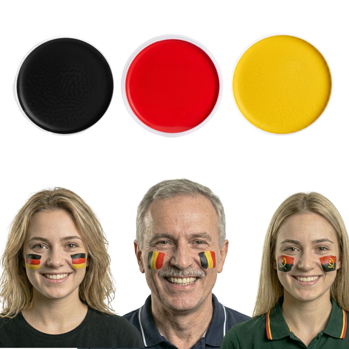 Supporters Face Paint Set | Black, Red & Yellow