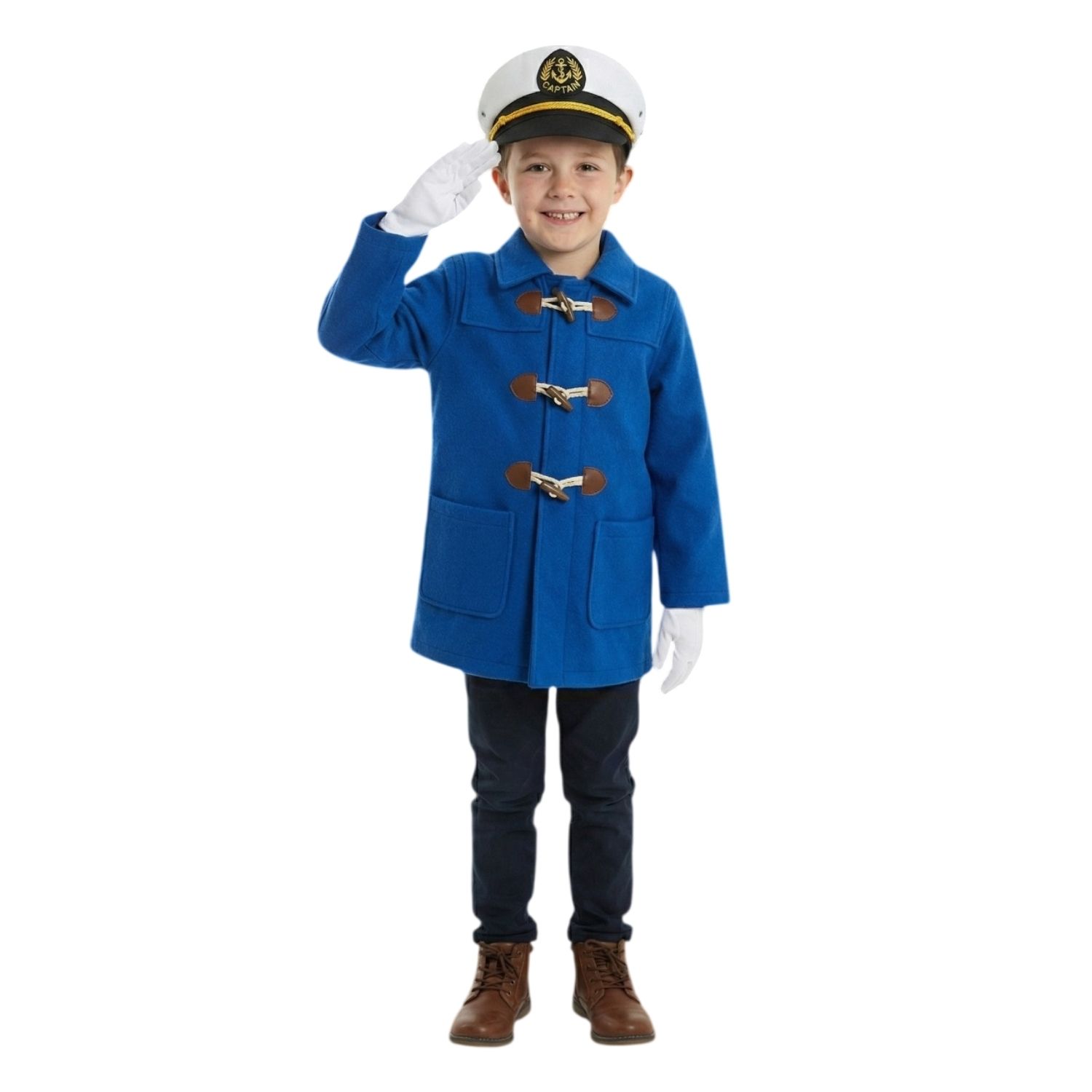 Kids Sailor Costume | 3 Pcs | Blue Jacket, Captain Hat & White Gloves
