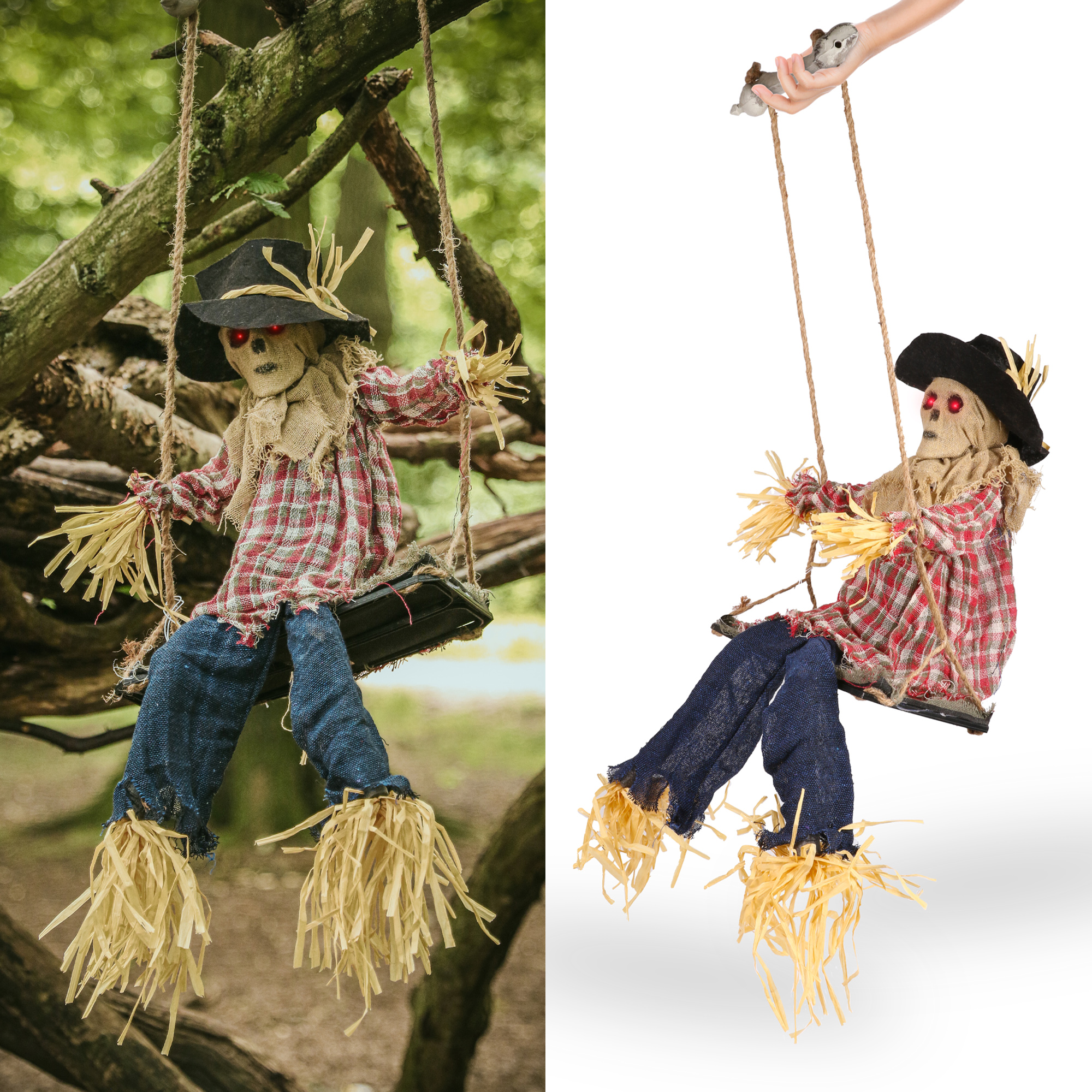 Hanging Scarecrow on Swing Animated Decoration