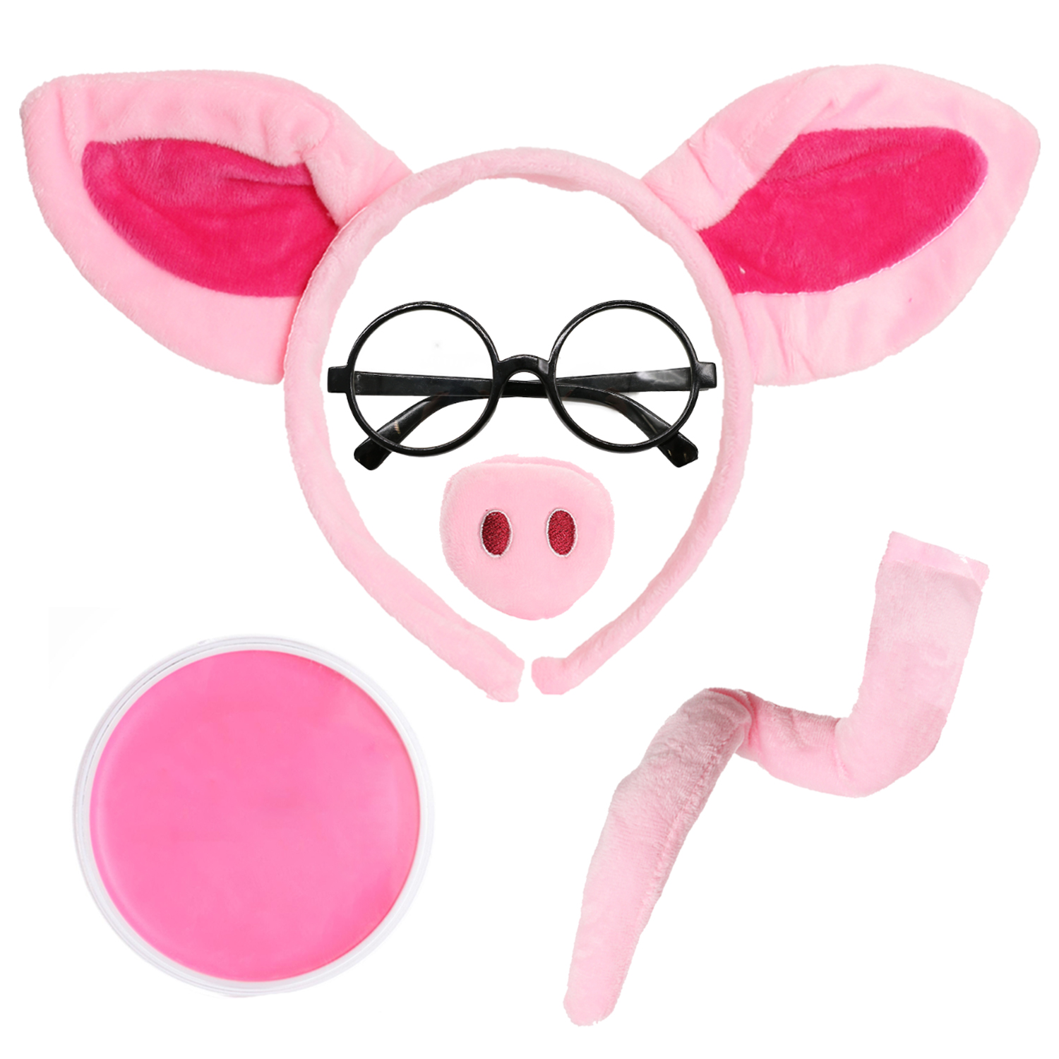 Daddy Pig Costume - Pig Set, Glasses & Pink Face Paint