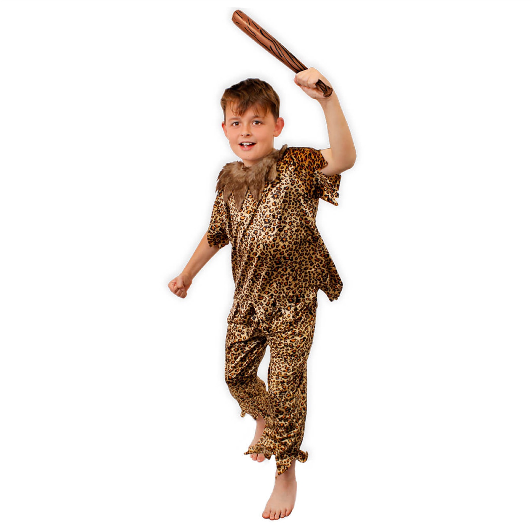 Kids Cave Dweller Costume | 3 Pcs | Top, Bottoms & Inflatable Club