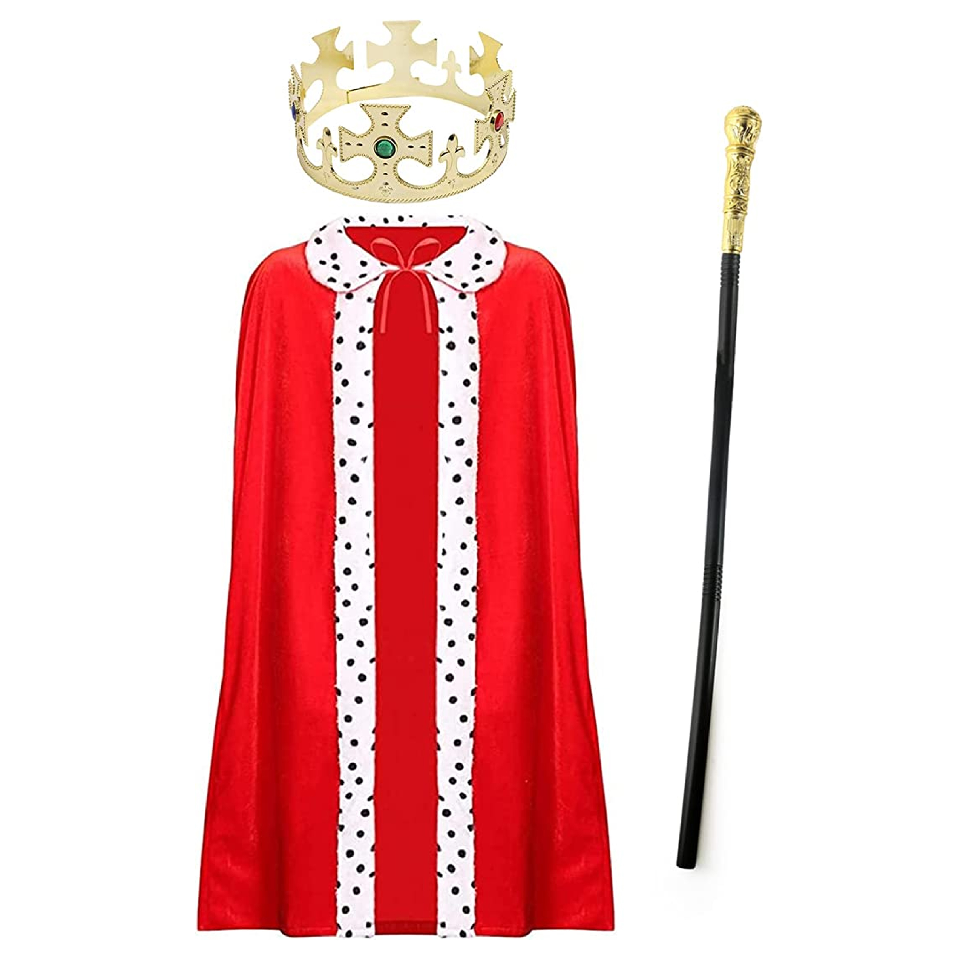 Kings Crown and Robe With Gold Top Cane