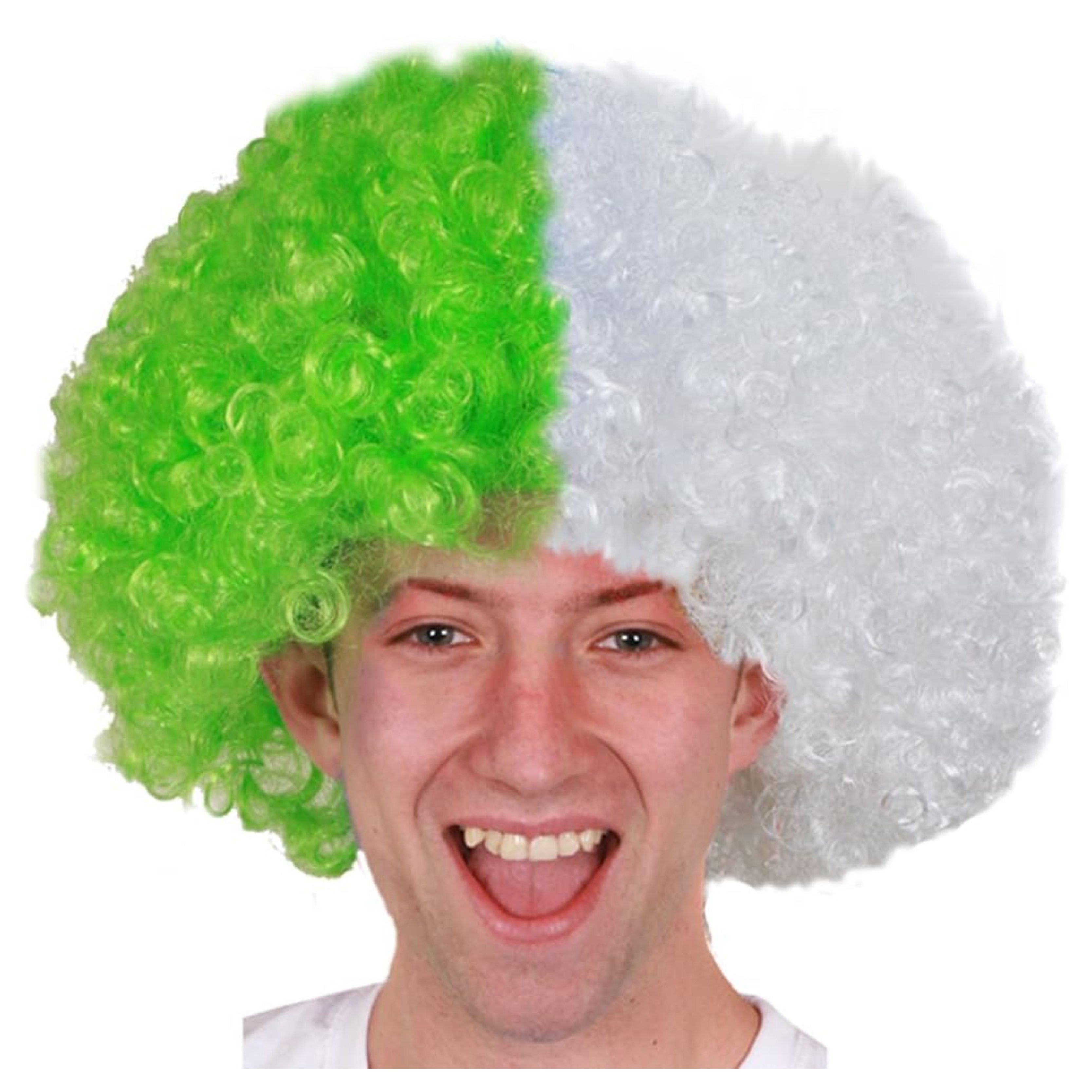 Supporters Afro Wig - Green & White