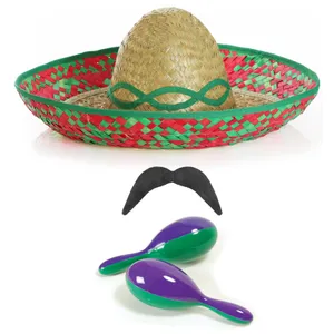Mexican Set - Green Sombrero Maracas and Tash