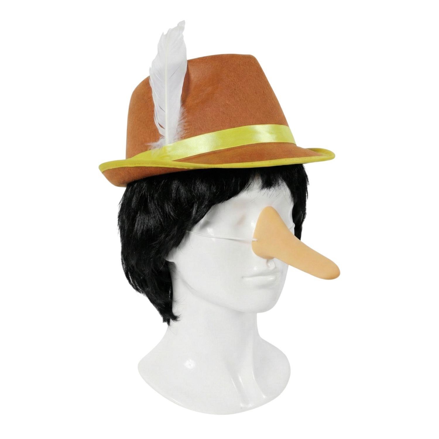Lying Wooden Puppet Accessory Set | 3 Pcs | Hat, Wig & Nose
