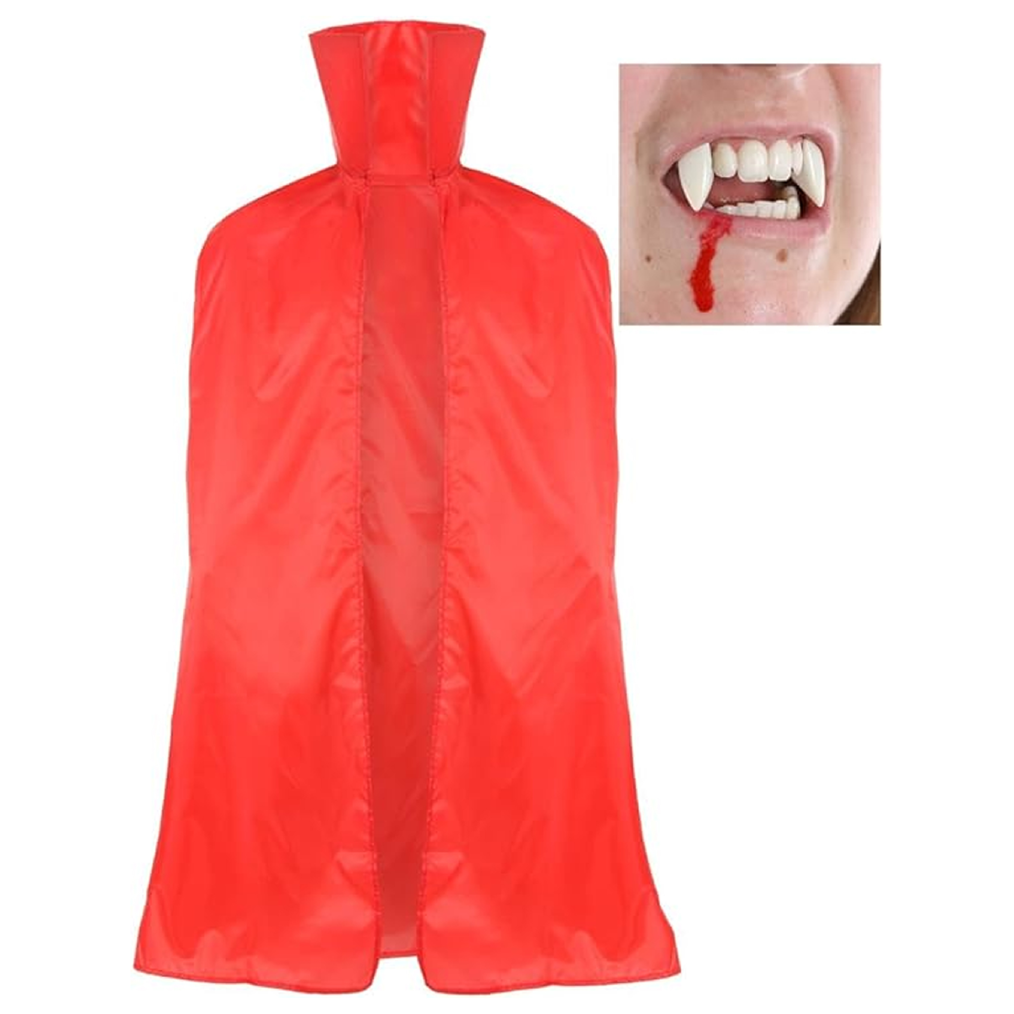 Adults Red Vampire Cape and Fangs