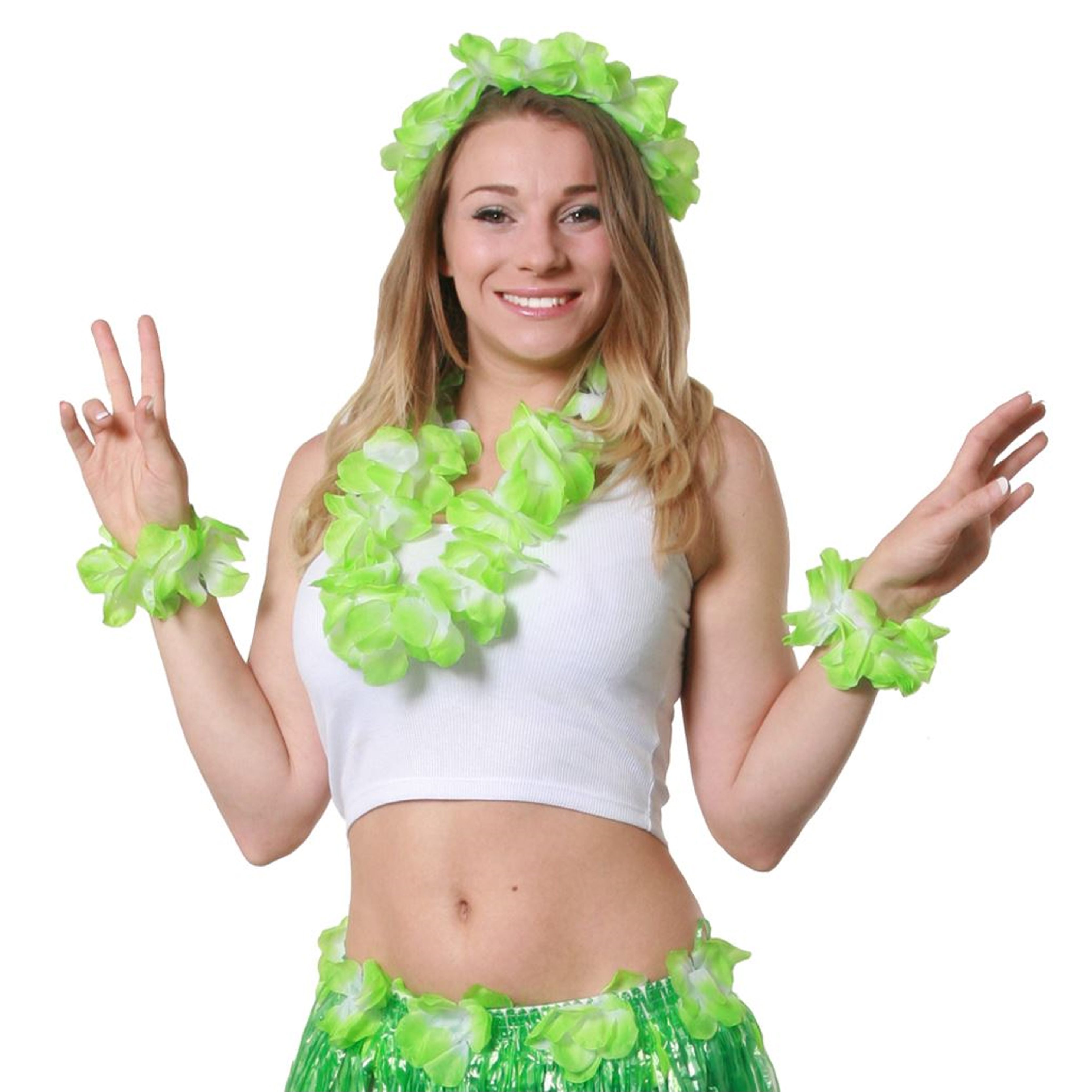 Green 4 Piece Hawaiian Lei Set