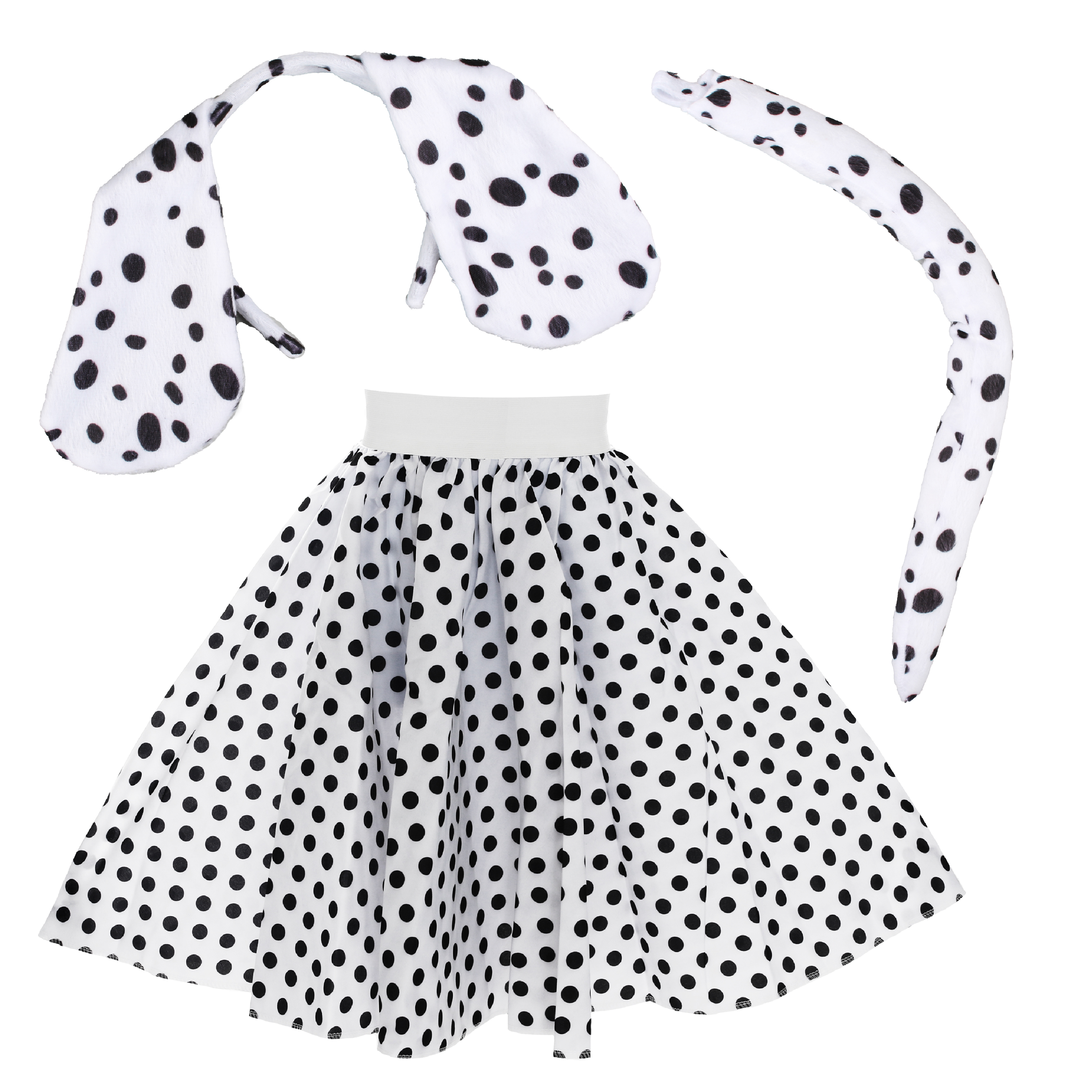 Adults Dalmatian Set - Polka Dot Skirt and Ears & Tail Set