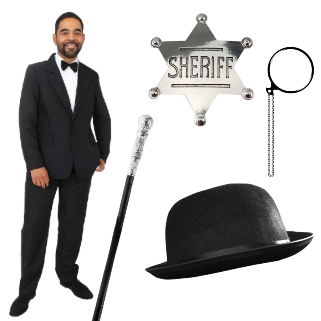 Adults Chris Eubank Costume | 6 Pcs | Blazer, Trousers, Hat, Cane, Monocle & Badge