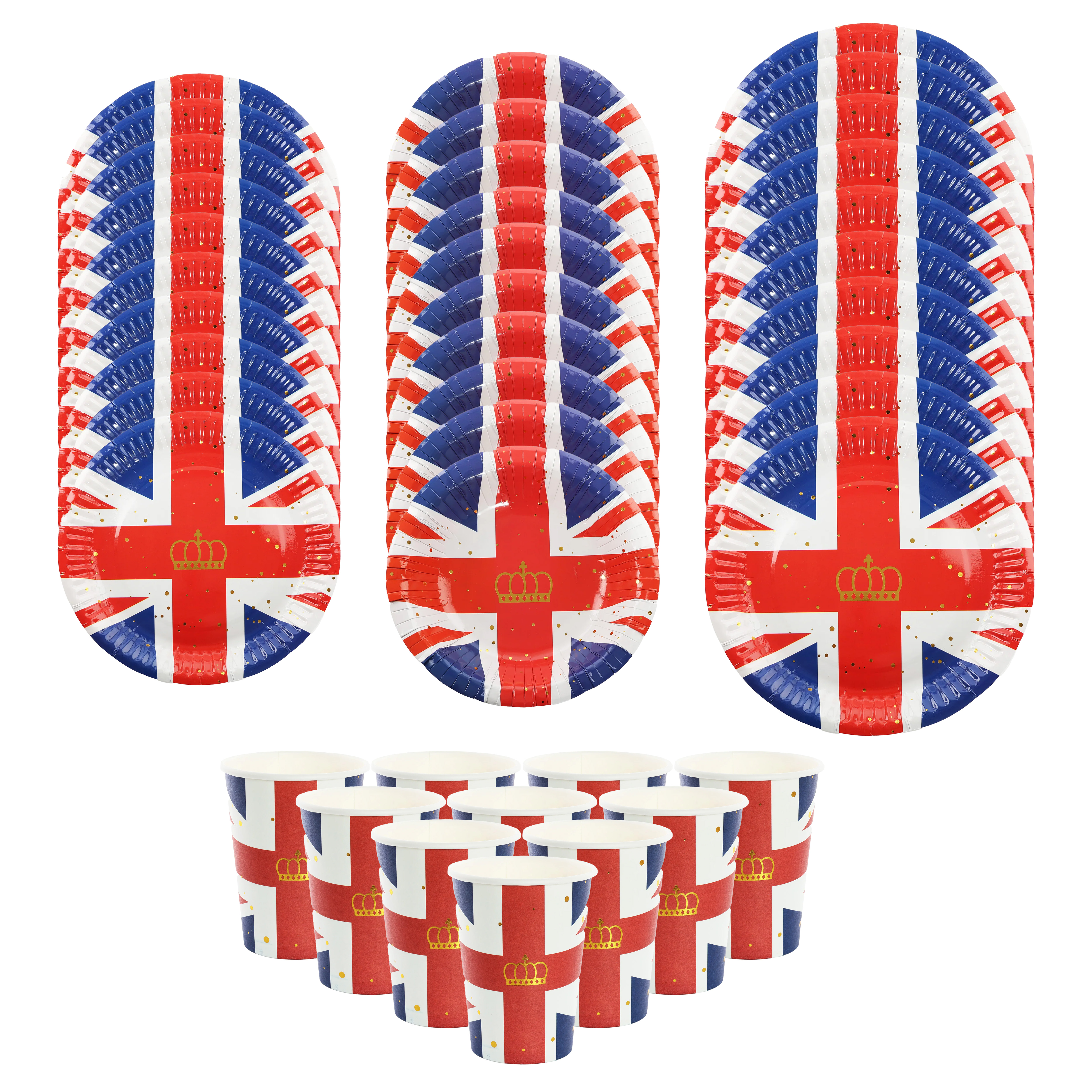 40 Pcs Union Jack Disposable Tableware Set – Perfect for VE Day, Street Parties & British Celebrations!