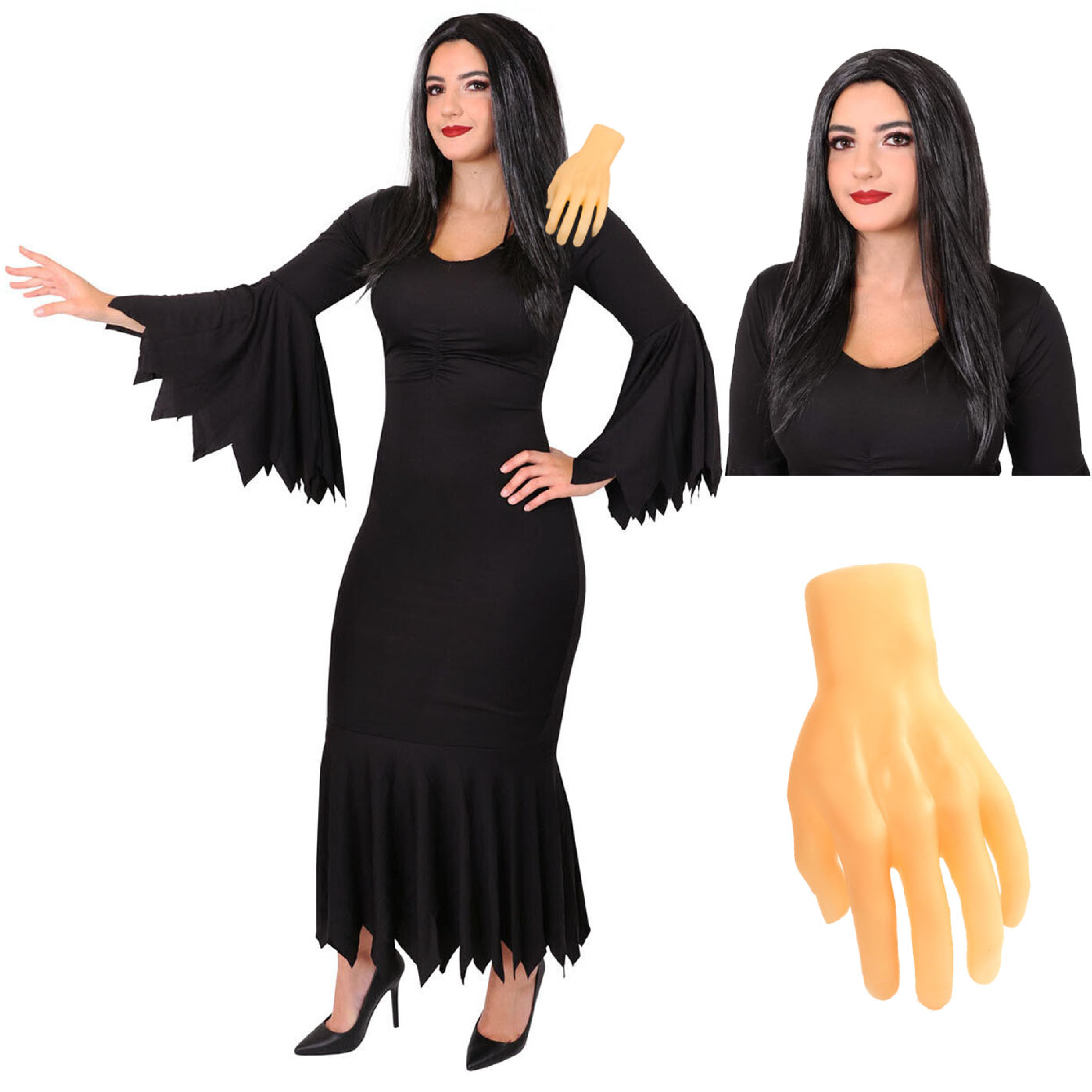 Ladies Gothic Mother Costume - Dress, Hand Prop & Wig