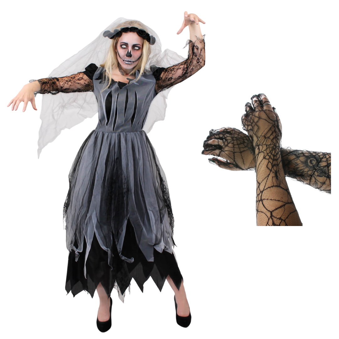 Halloween Corpse Bride of Darkness with Gloves