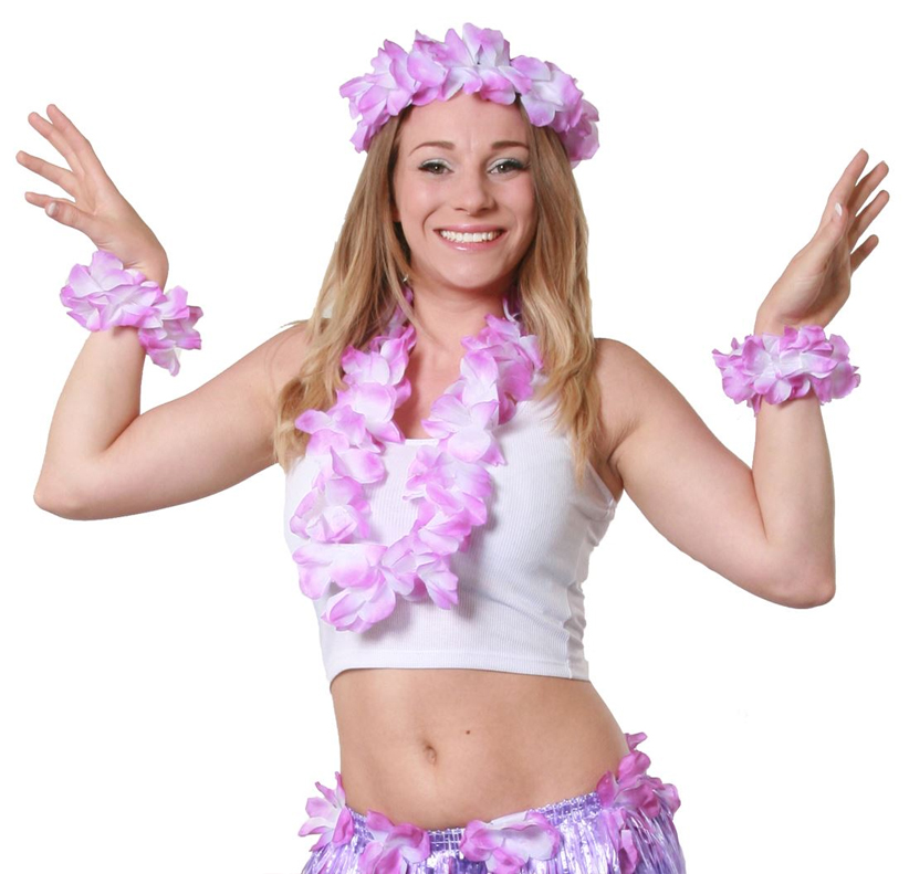 Purple 4 Piece Hawaiian Lei Set