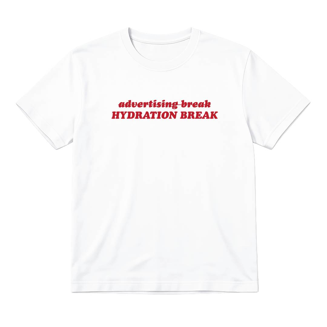 Ladies Hydration Break Football Baby Tee | Women’s Funny England Supporter Tee | White "Hydration Break" Top