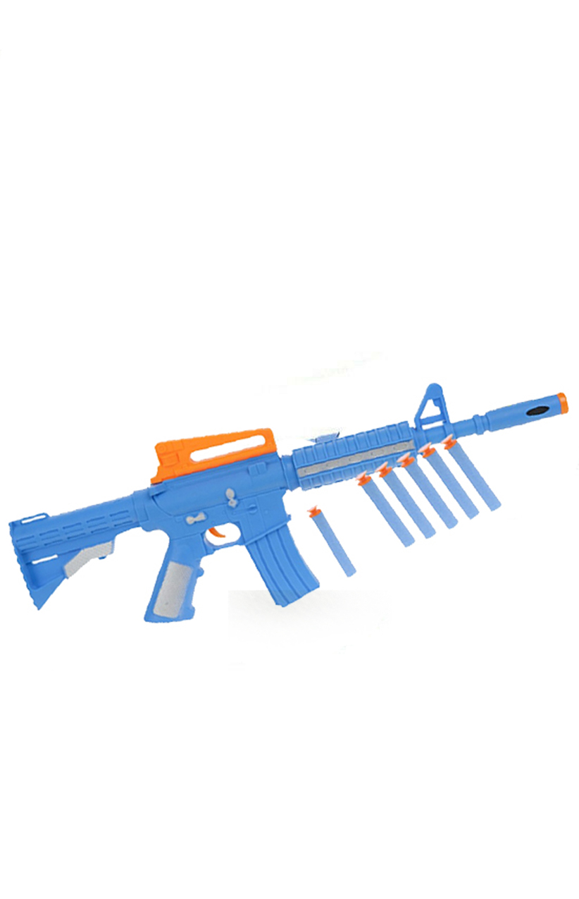 Plastic Blue Machine Gun with 6 Soft Eva Bullets