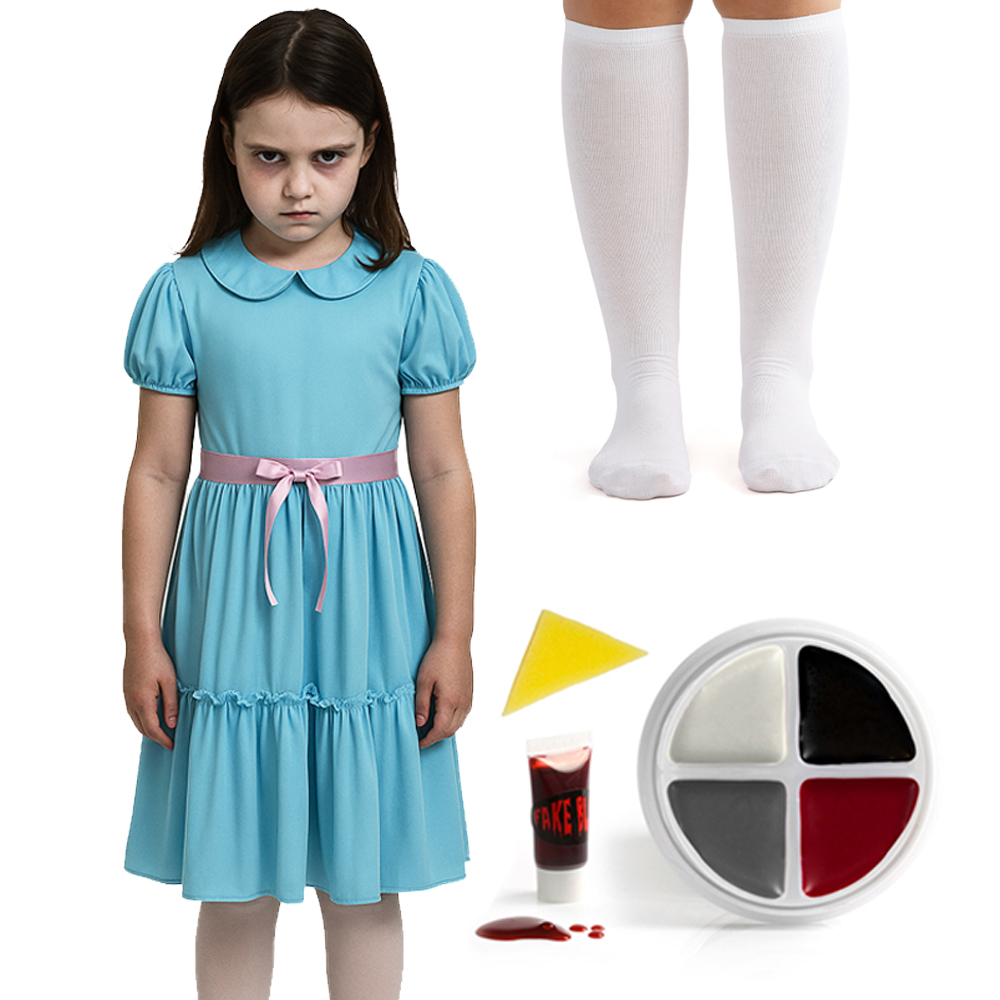 Girls Shining Sister Costume | 3 Pcs | Dress, Socks & Face Paint