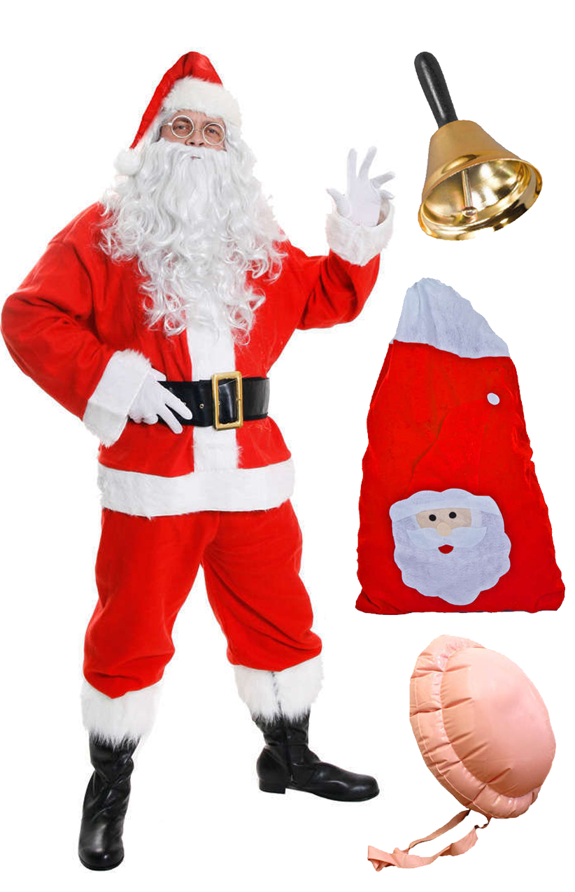 Tuta Da Babbo Natale Per Adulti – Completo Con Cappello E Cintura, ILOVEFANCYDRESS, Taglia Unica