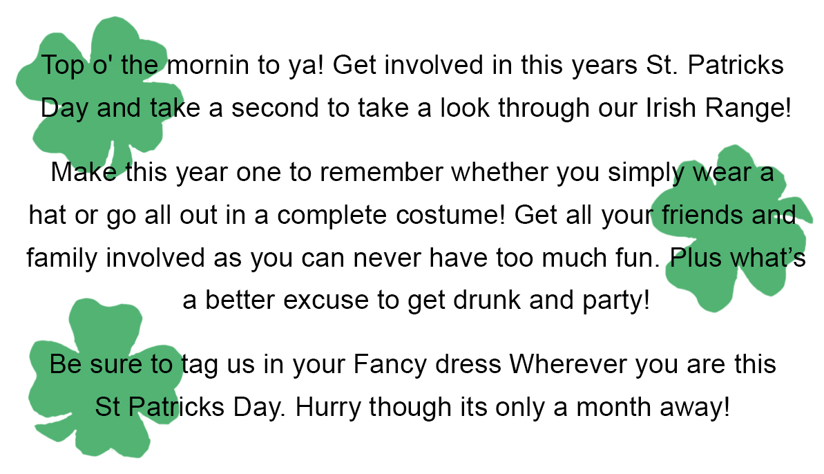 St Patricks Day Irish Range Costumes Fancy Dress Family friends party
