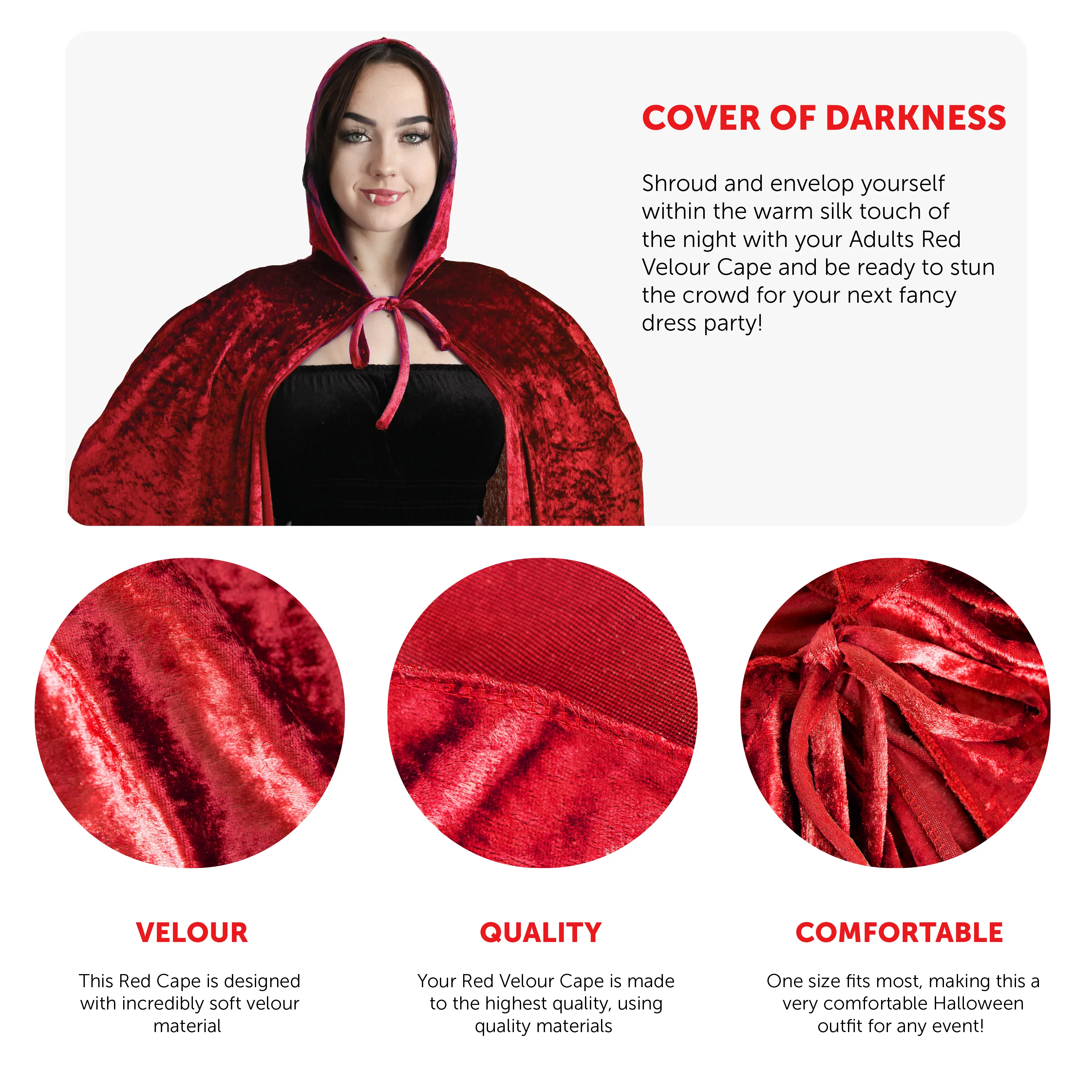 Adults Traitor Costume | 2 Pcs | Red Velour Cape & Lantern | I Love ...