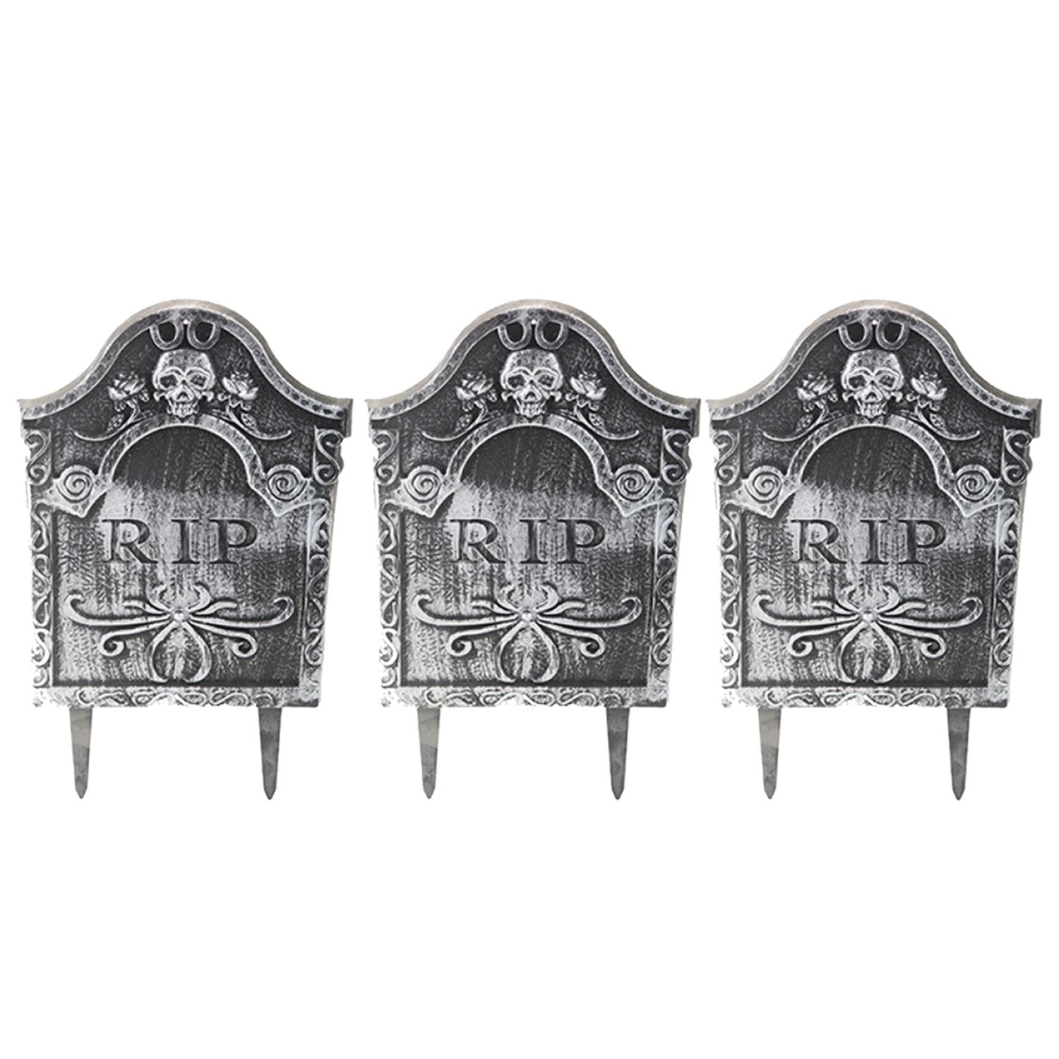 Plastic Tombstone Halloween Decoration | Grey “RIP” Gravestone Prop ...