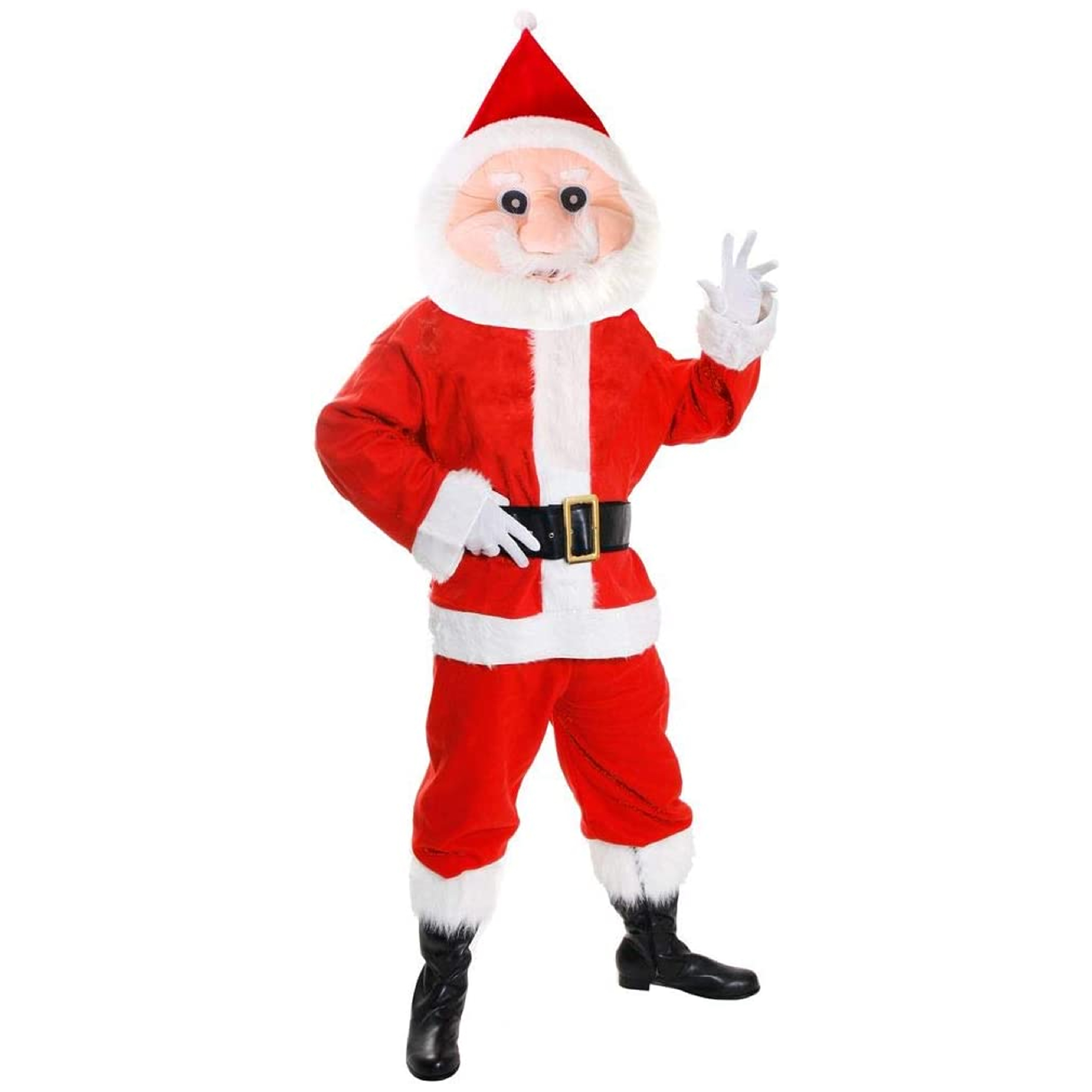 father christmas fancy dress Father Christmas Costume: Rich Green Velvet, Fur Trimmed Robe, Wreath