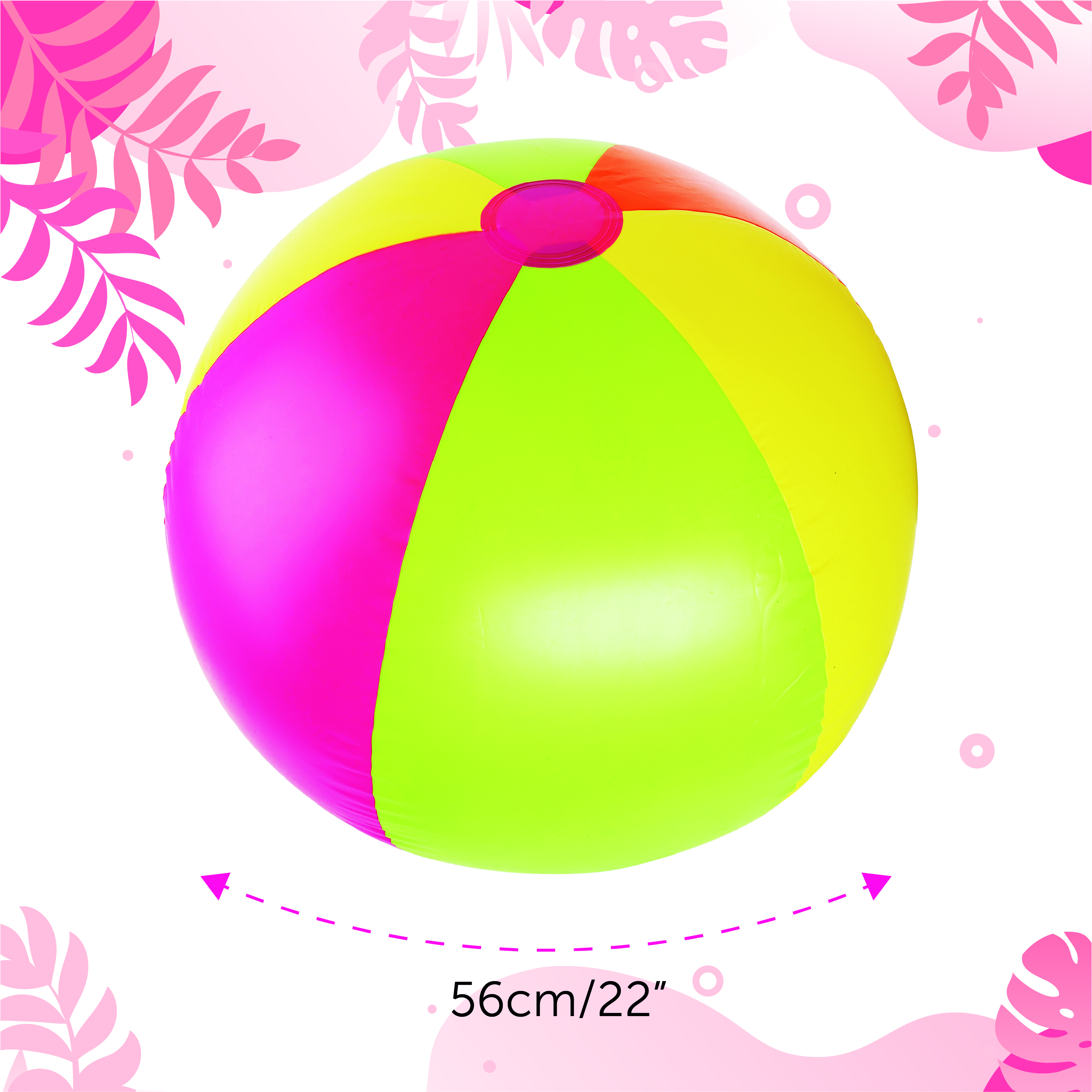 Inflatable Multi-Coloured Beach Ball – 22'' Summer Party Toy in Yellow ...