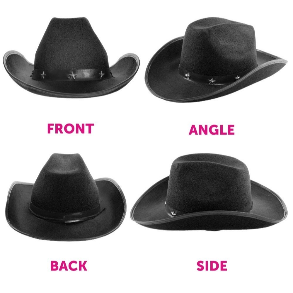 Adults Cowboy Accessory Set | 4 Pcs | Black Studded Hat, Poncho ...