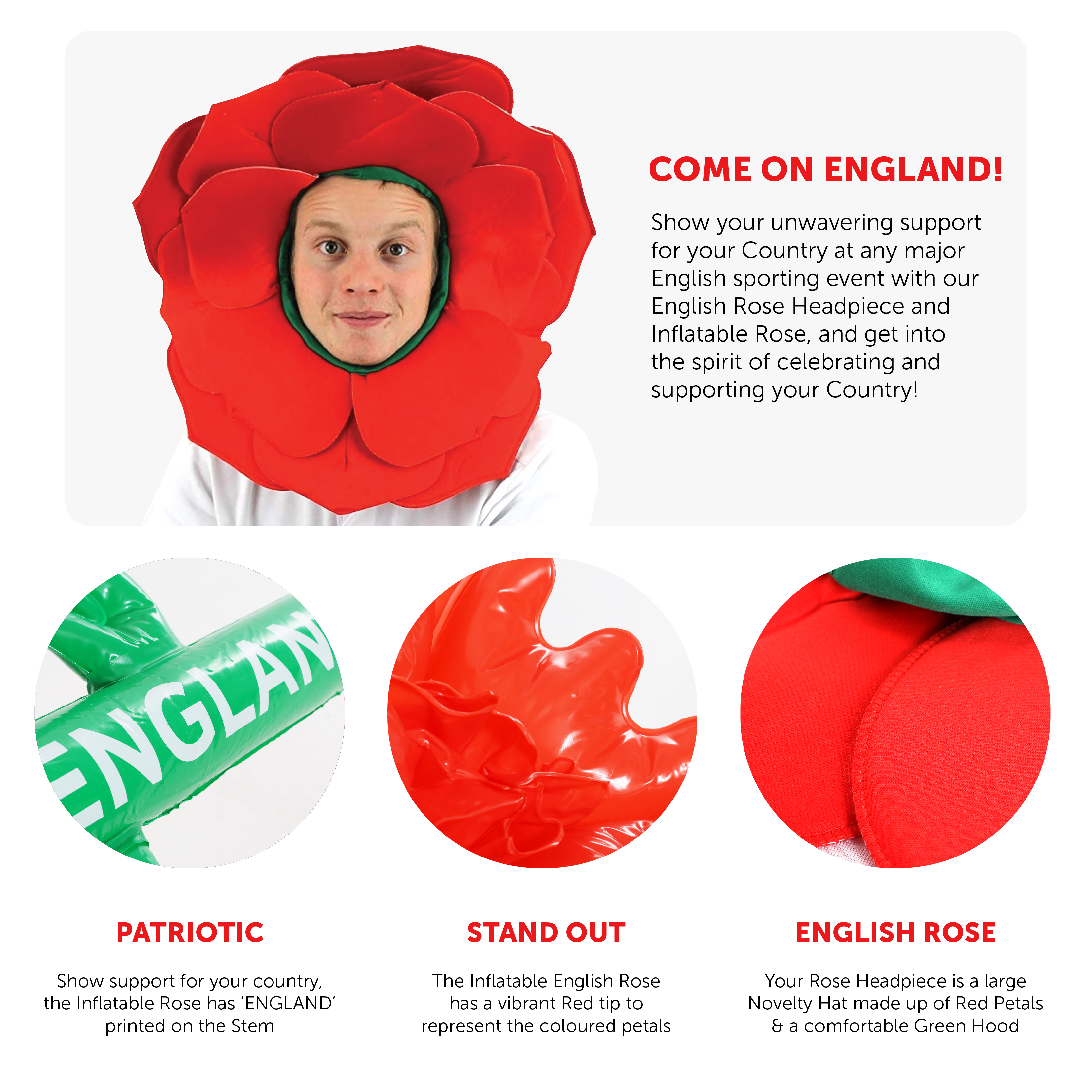 Red Inflatable English Rose Flower & Hat | I Love Fancy Dress