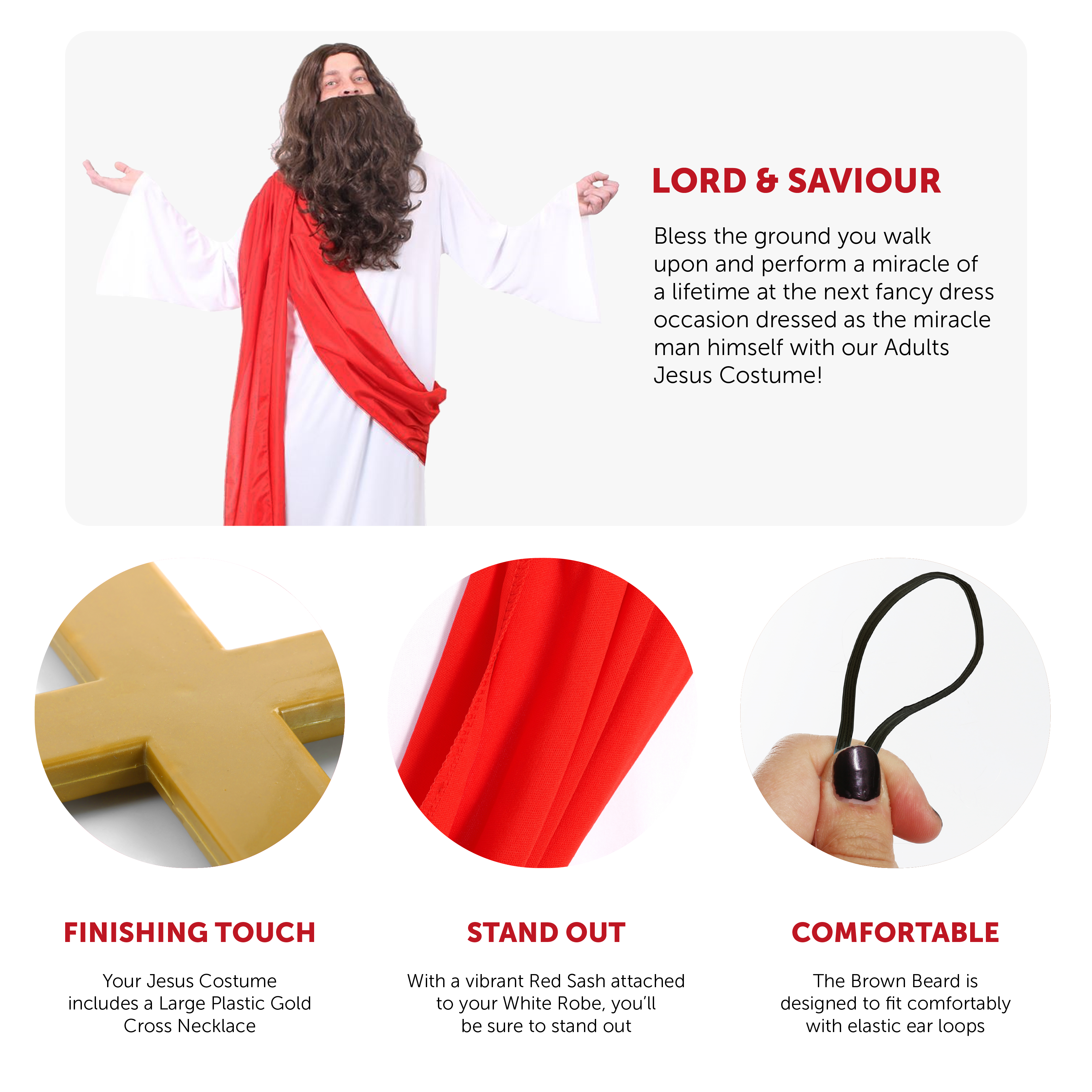 Jesus Wig And Beard - Jesus Cosplay Costume Wig And Beard | Costume