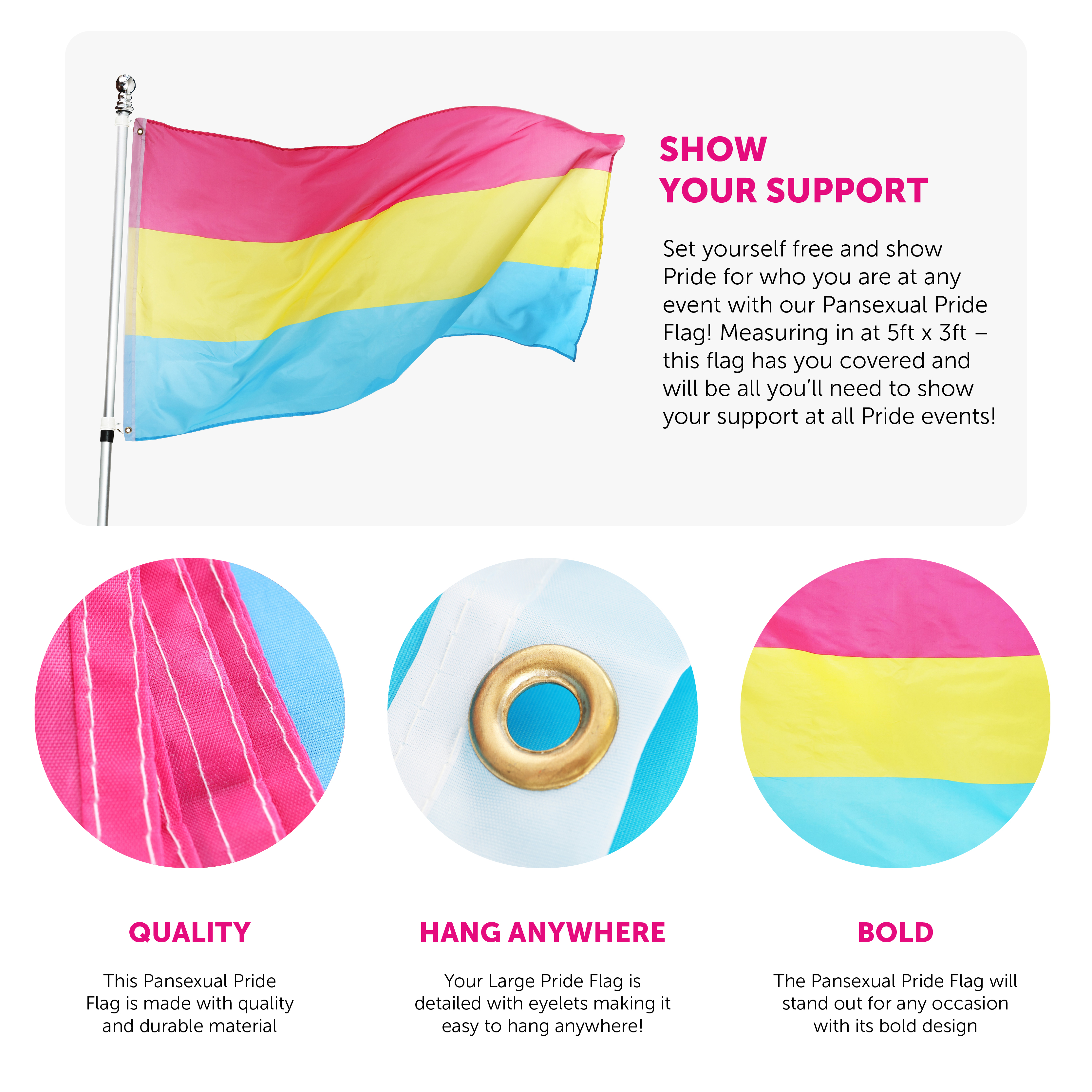 Large 5ft X 3ft Pansexual Pride Flag | I Love Fancy Dress