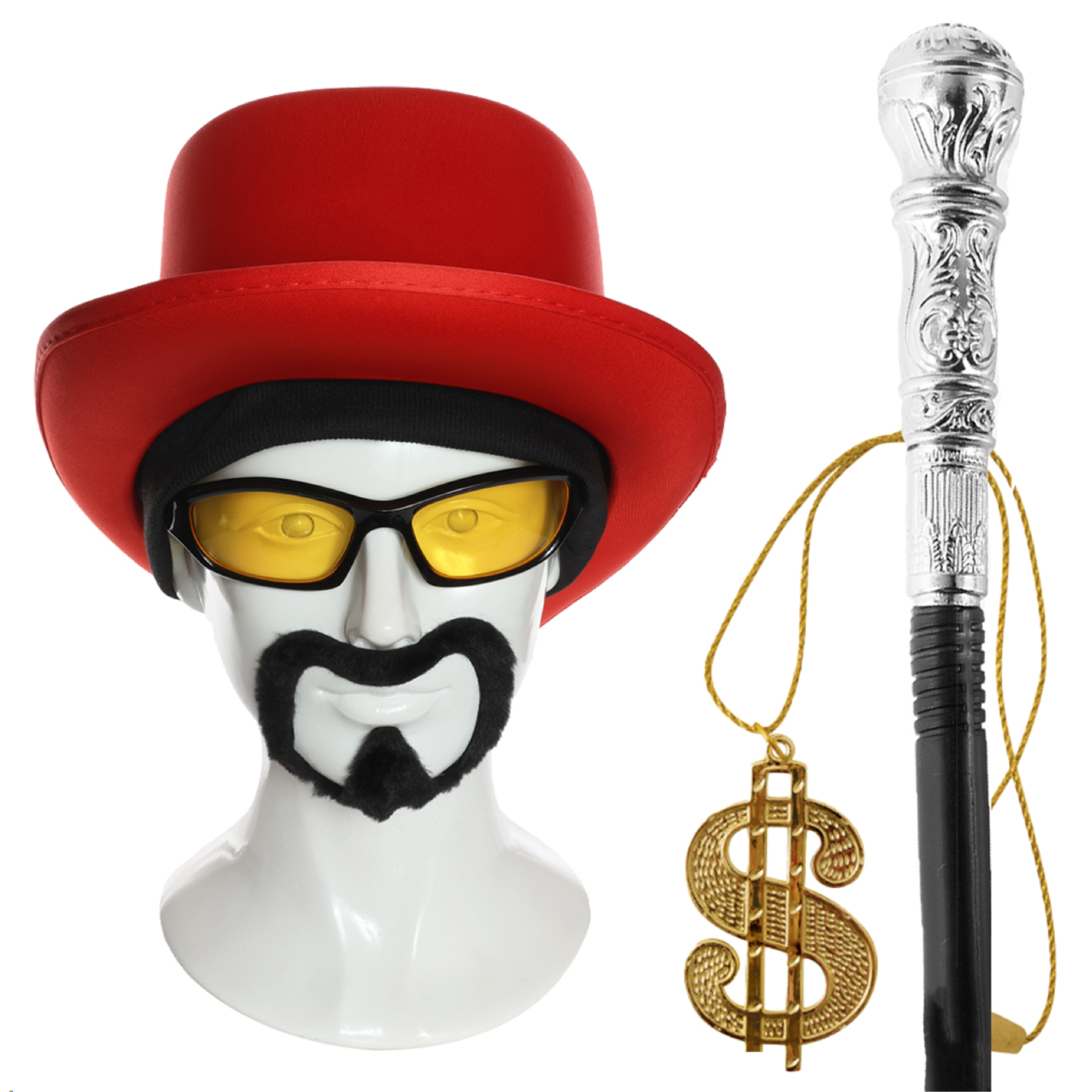 Head Accessory Rapper Adults Funny 90's Rapper Accessory Set - Top Hat, Beanie, Glasses ...