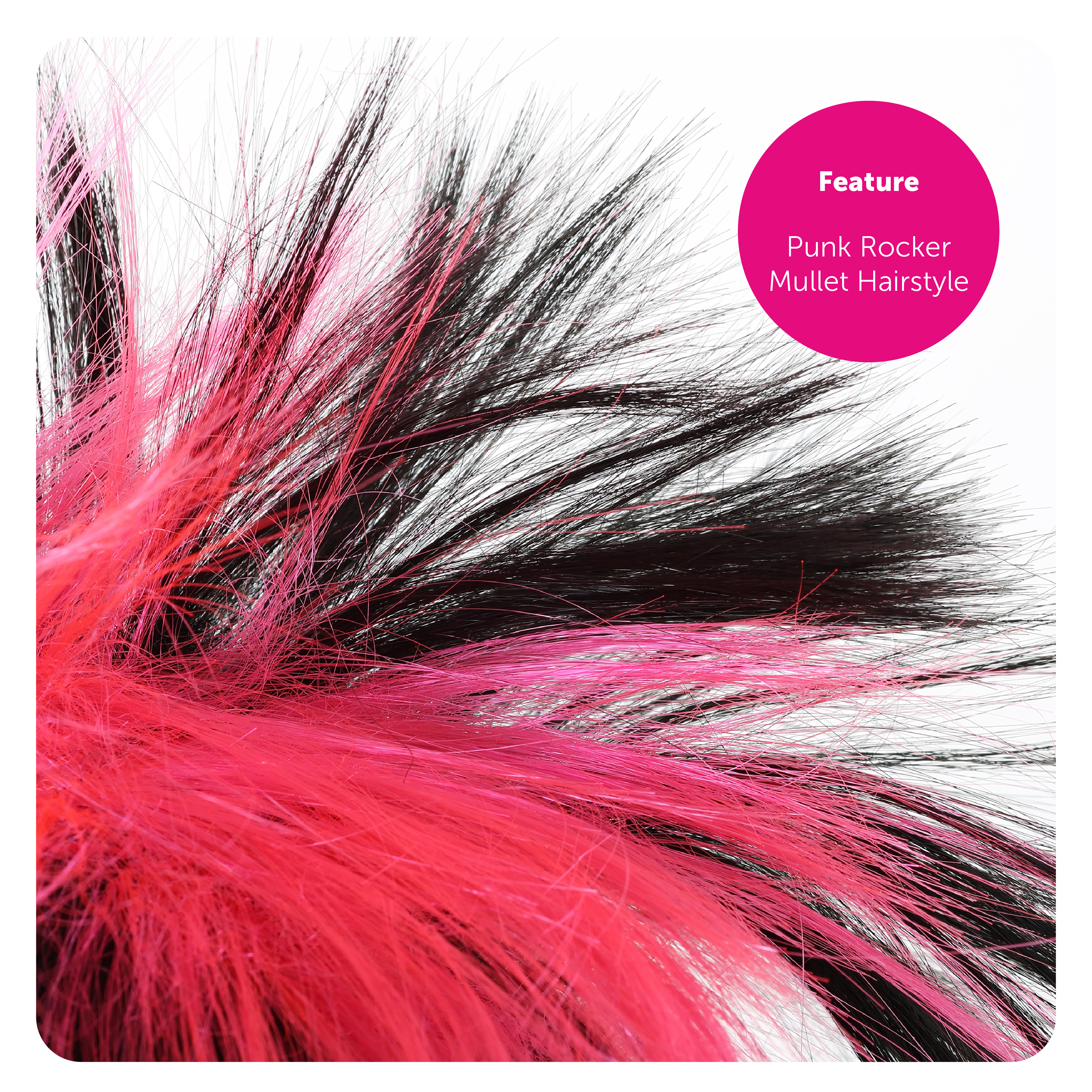 Black and Pink Punk Rocker Wig - Mullet | I Love Fancy Dress