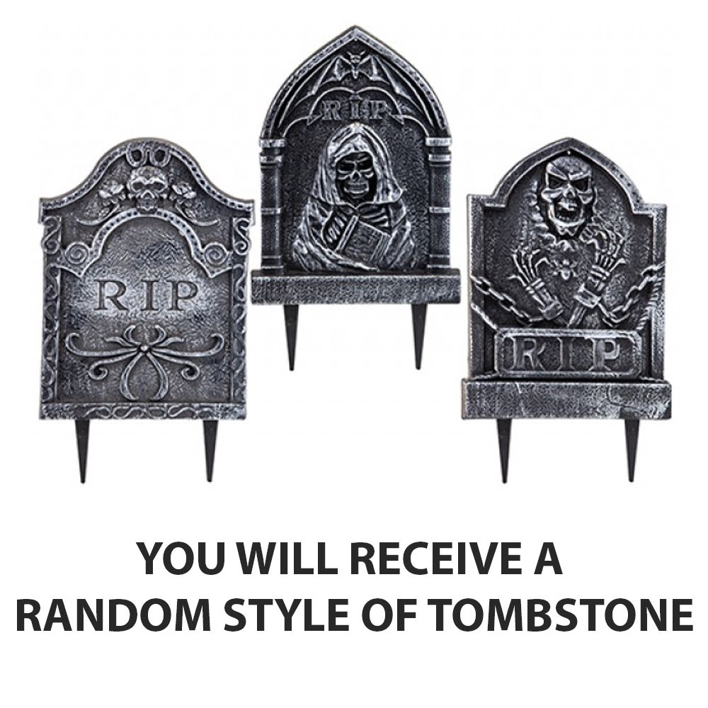 Plastic Tombstone Halloween Decoration | Grey “RIP” Gravestone Prop ...