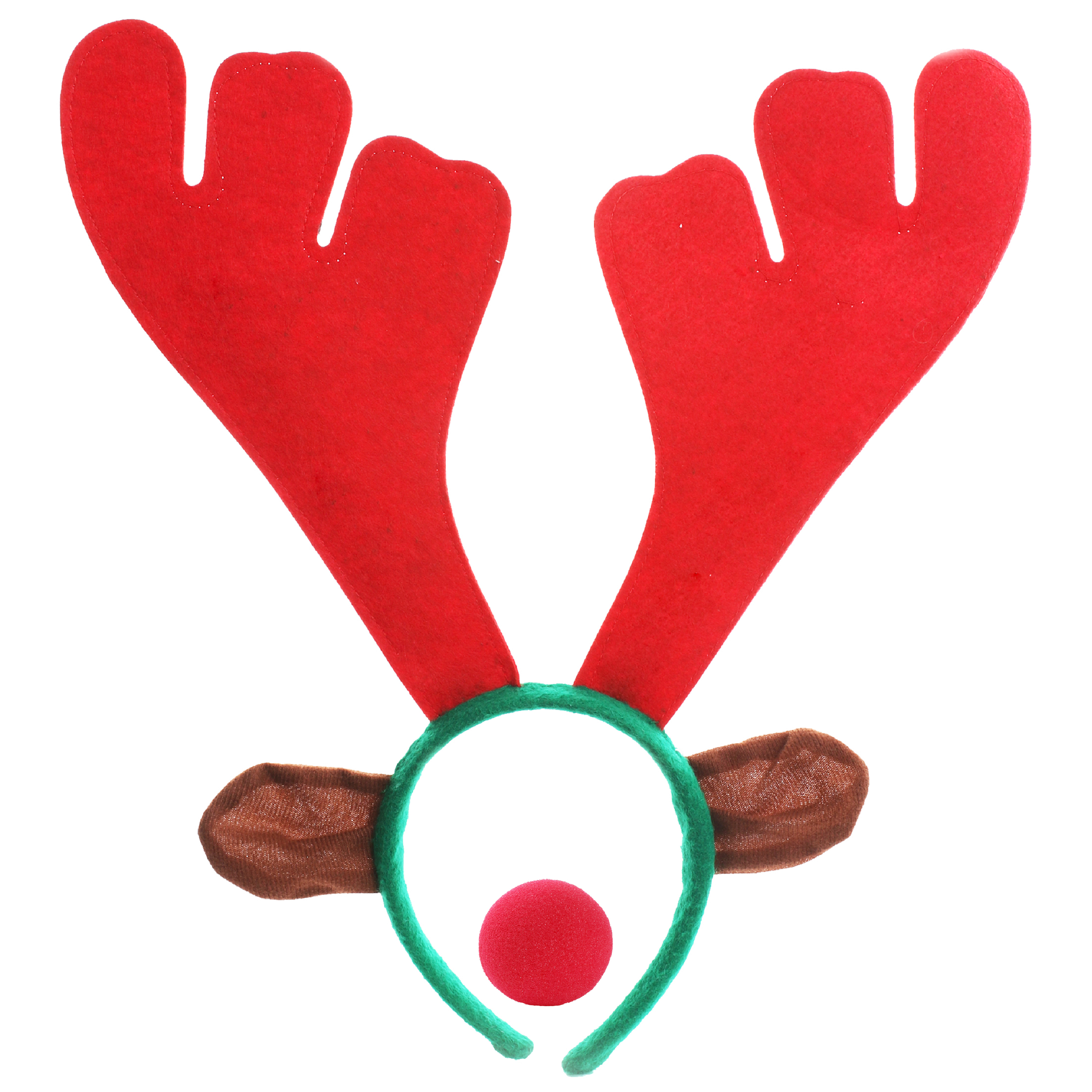 Christmas Reindeer Antlers Headband with Red Nose | I Love Fancy Dress