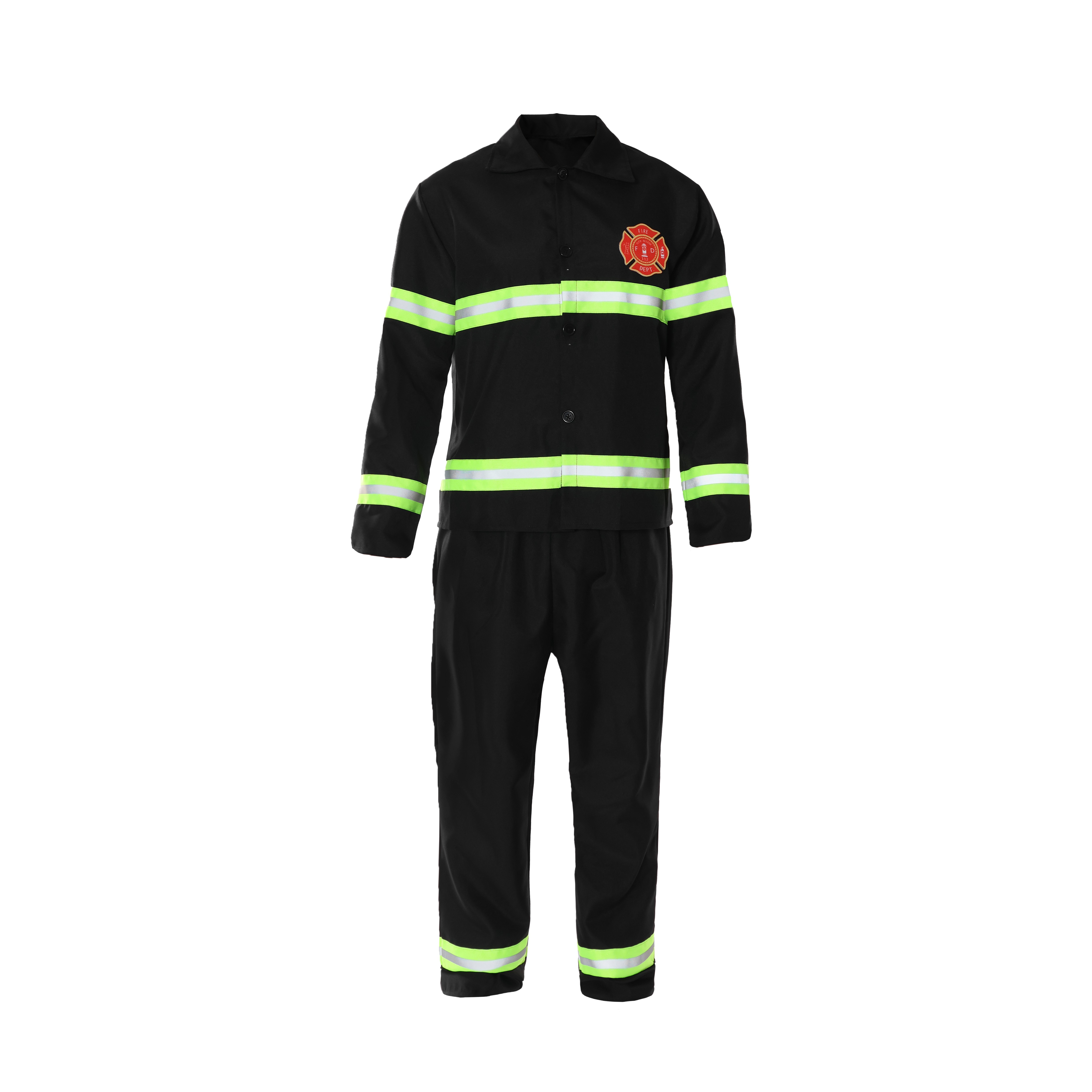 Adults Fireman Costume | 4 Pcs | Top, Trousers, Hat & Inflatable Fire ...