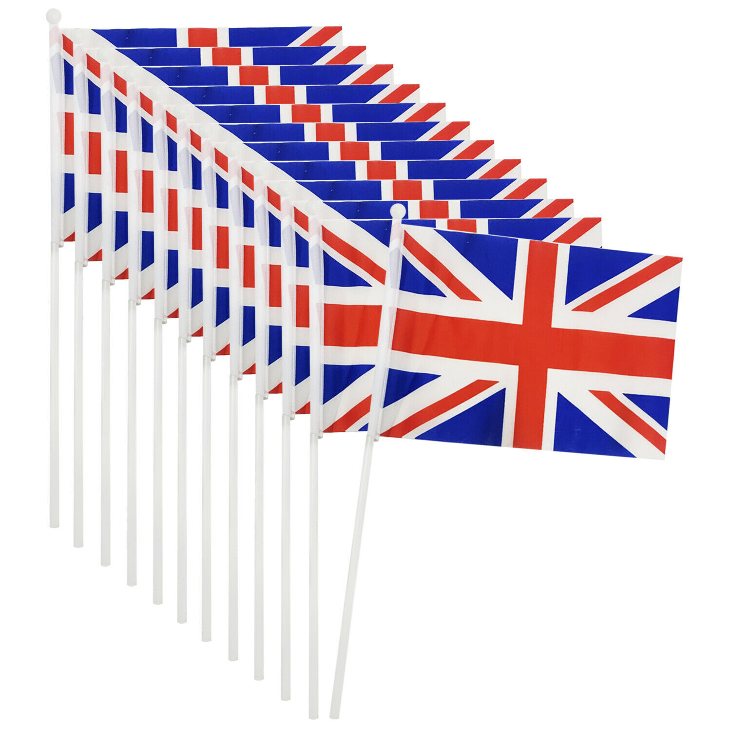 Pack of 12 Union Jack Hand Waving Flags | I Love Fancy Dress