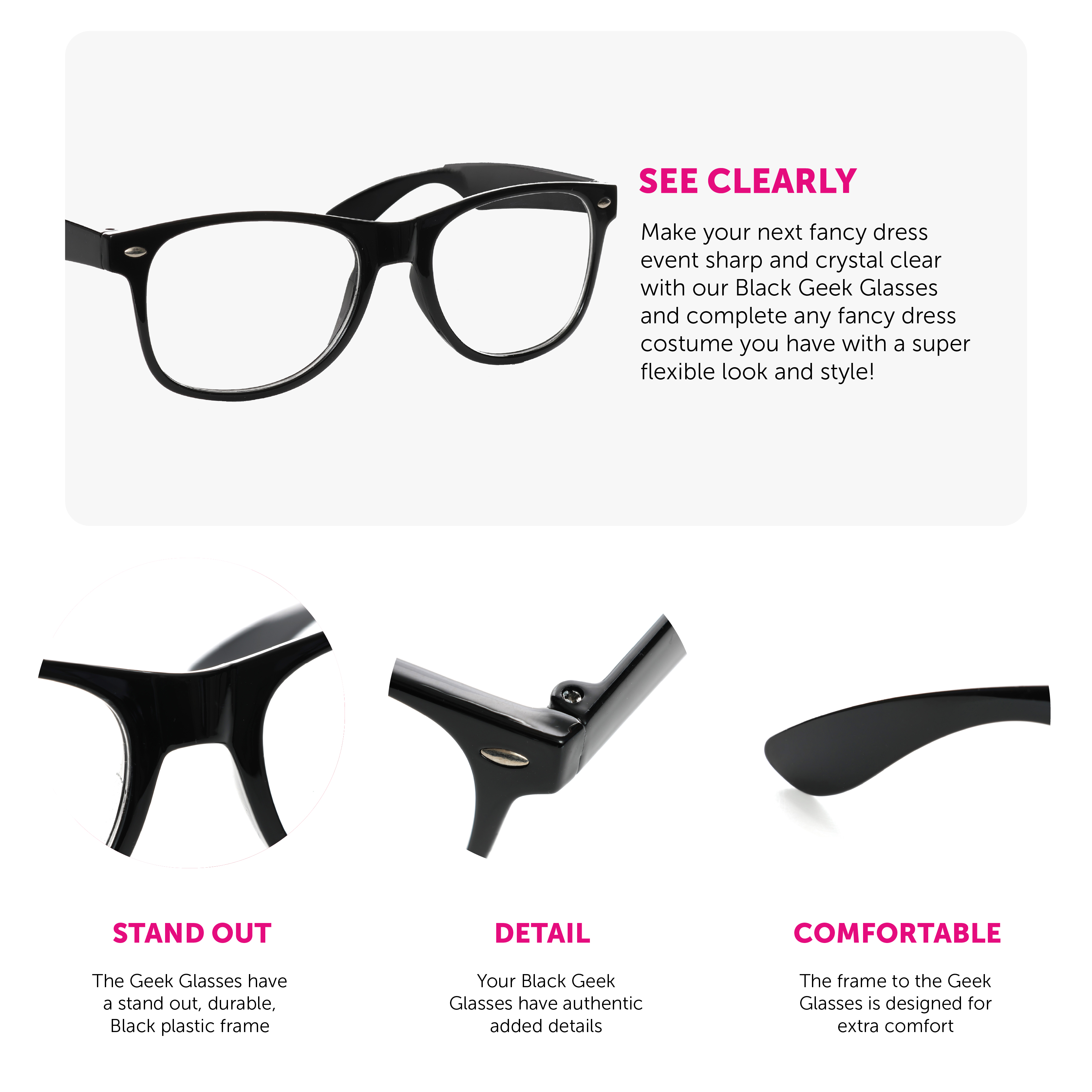 Geek Glasses with No Lens | I Love Fancy Dress