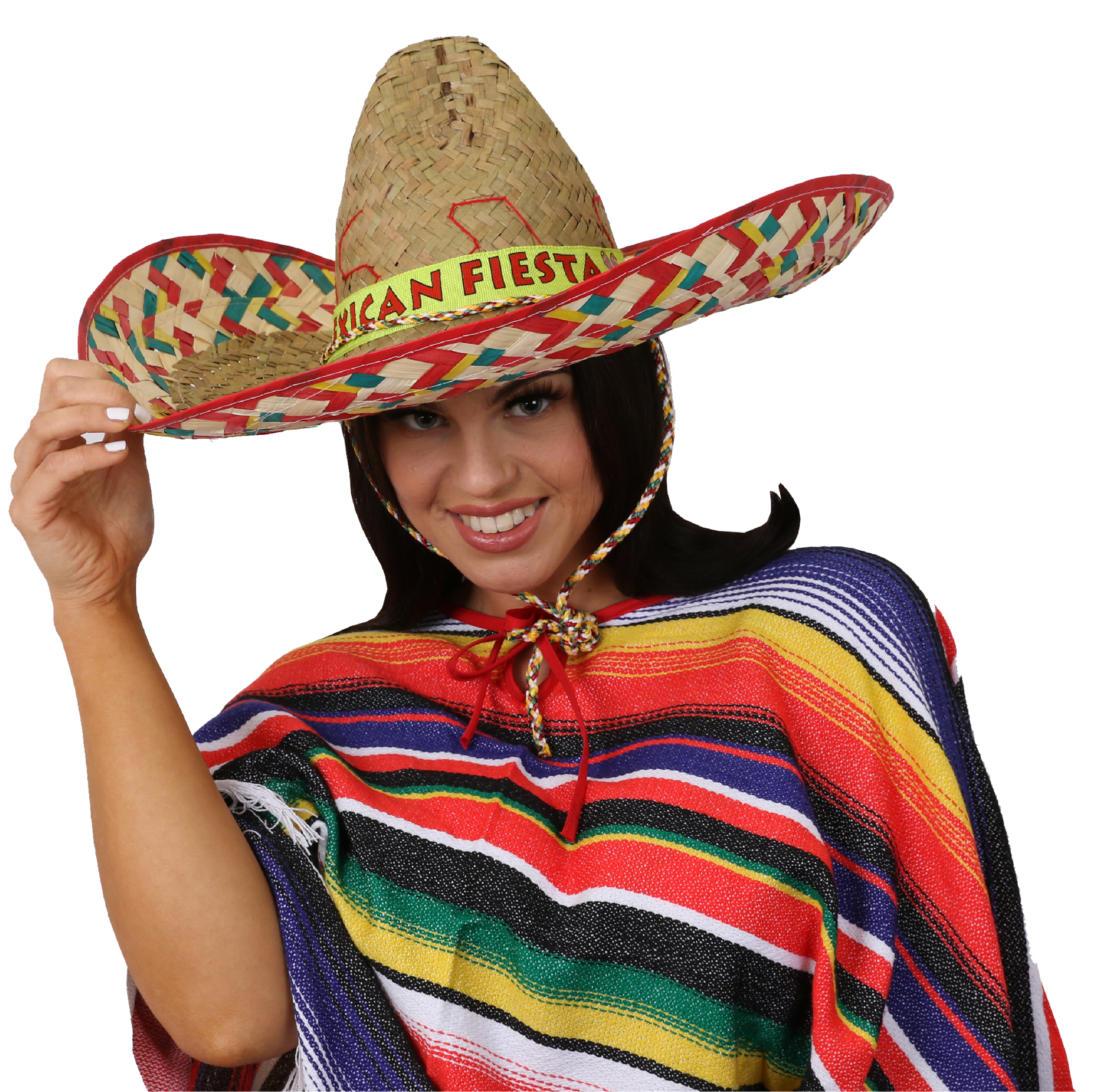 Red Embroidered Mexican Straw Sombrero | I Love Fancy Dress