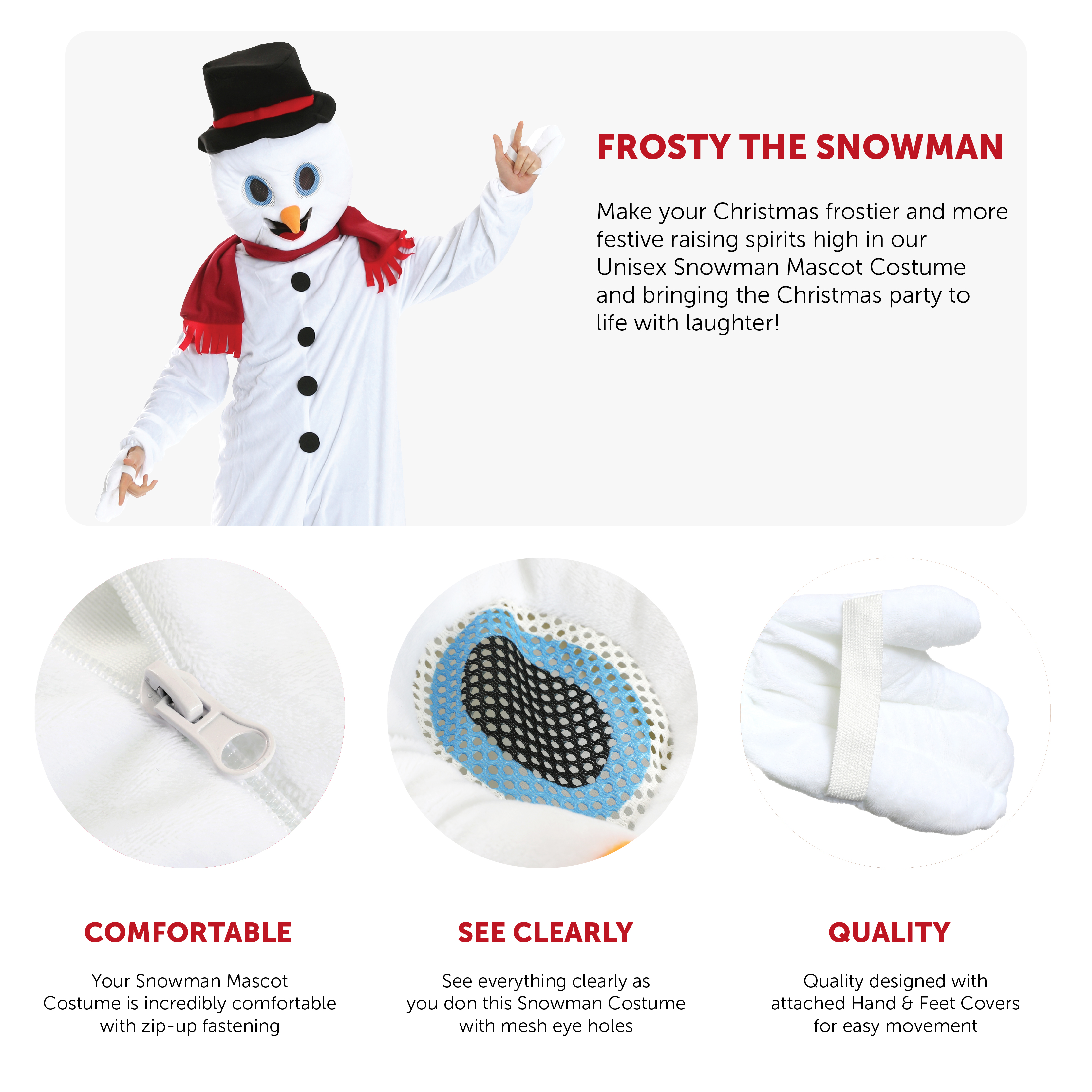 Plush Snowman Mascot Costume | I Love Fancy Dress