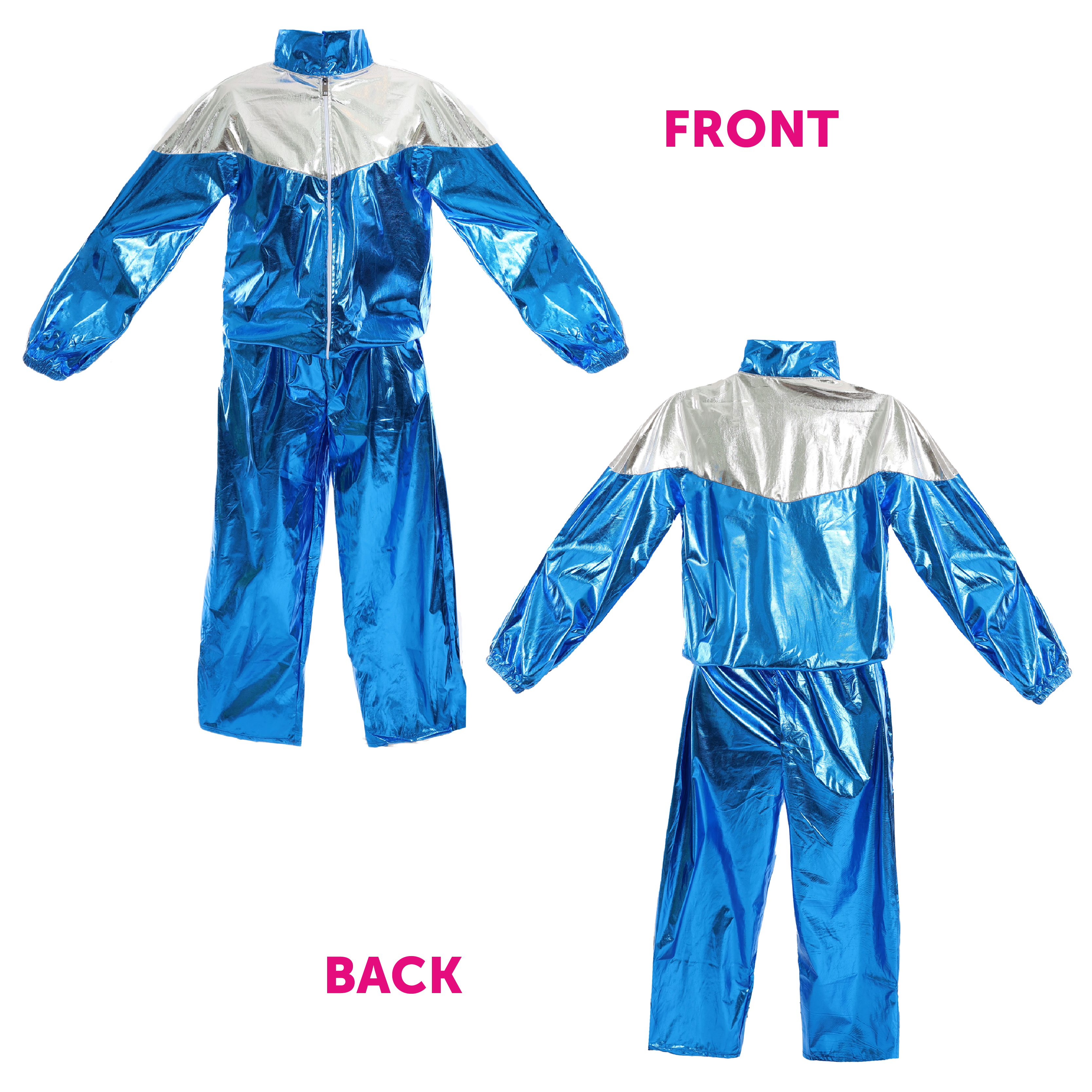 Mens Blue & Silver Shell Suit Costume with Accessories | I Love Fancy Dress