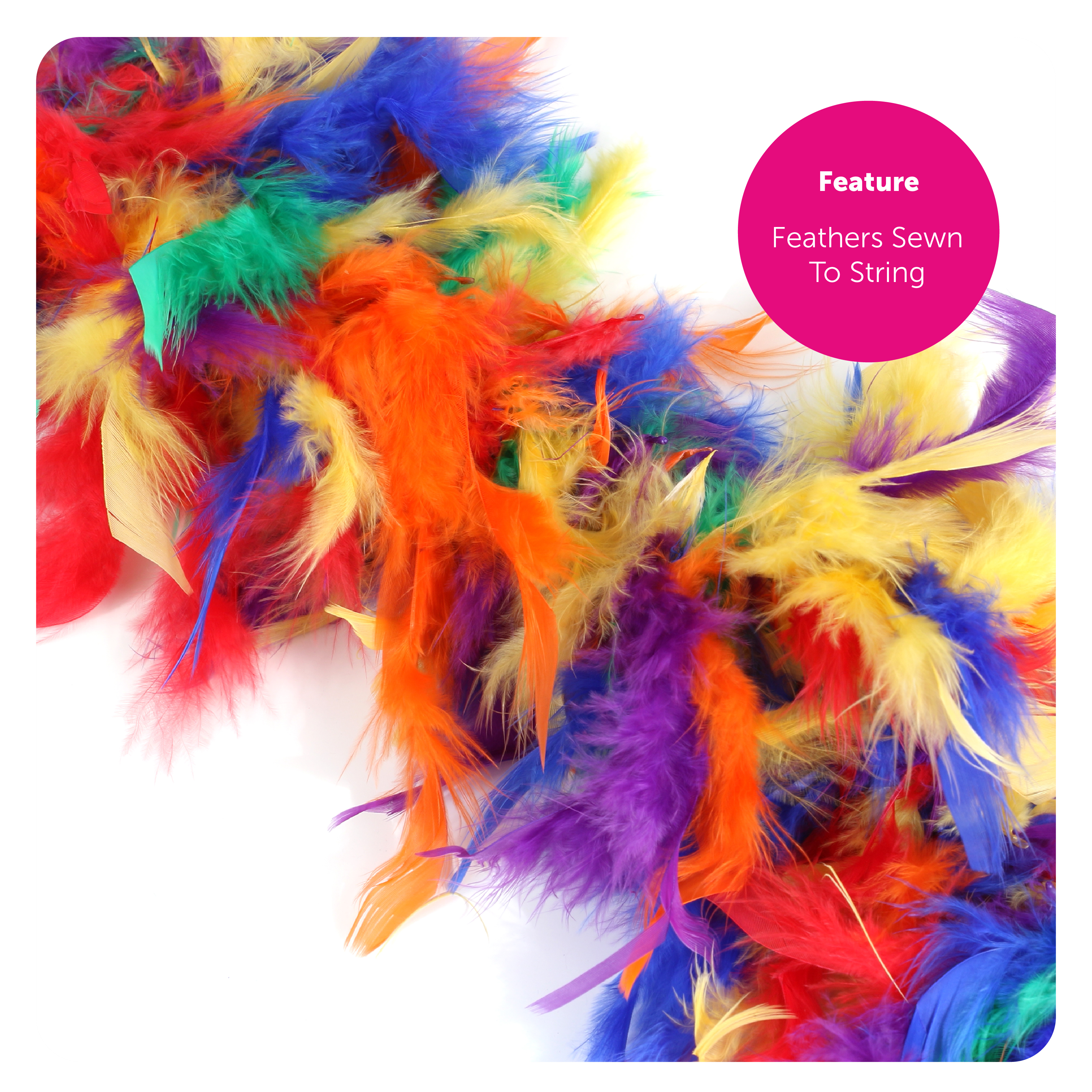 Rainbow Feather Boa - 65g | I Love Fancy Dress